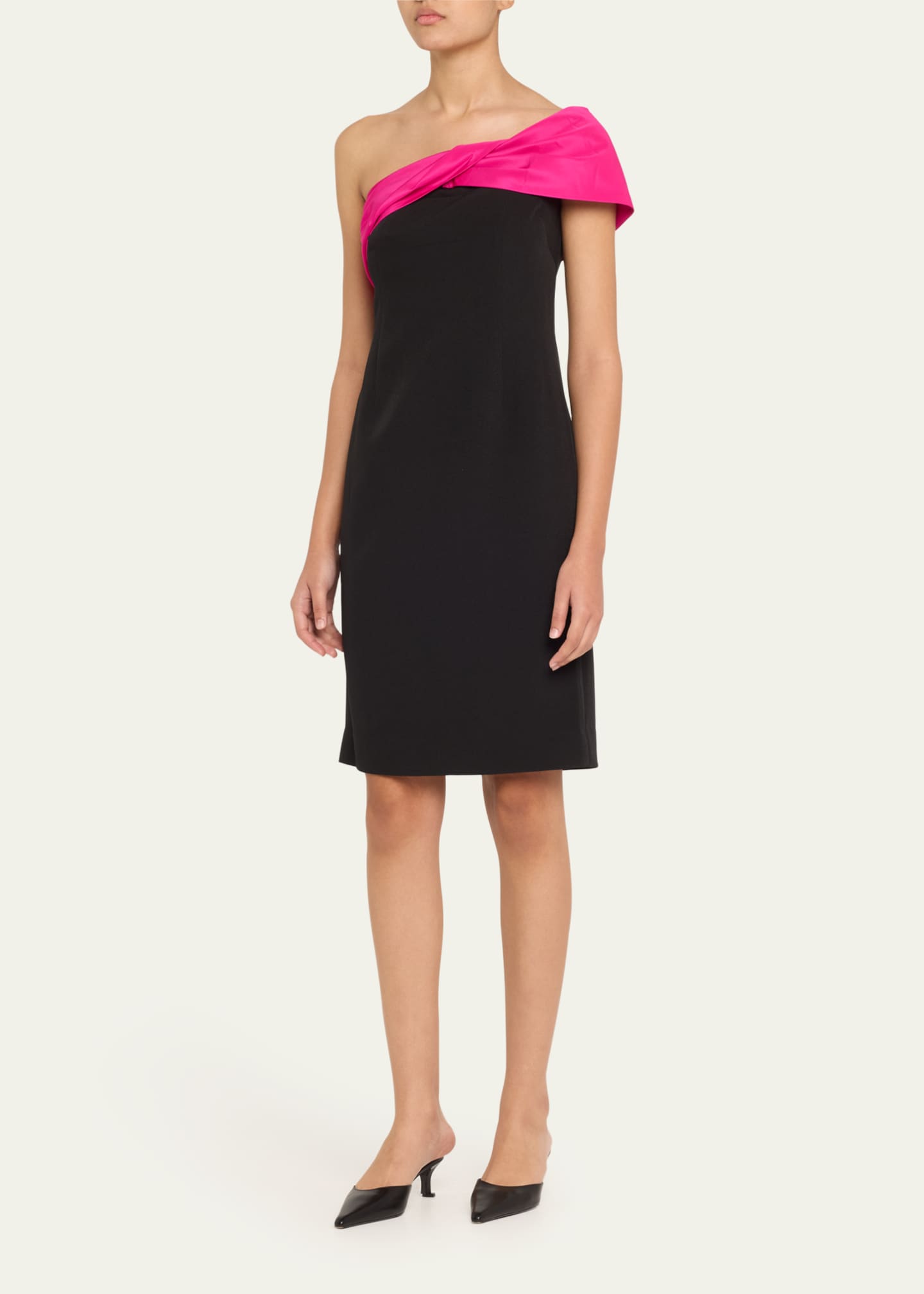 Rickie Freeman for Teri Jon One-Shoulder Crepe & Taffeta Dress Image 4 of 5