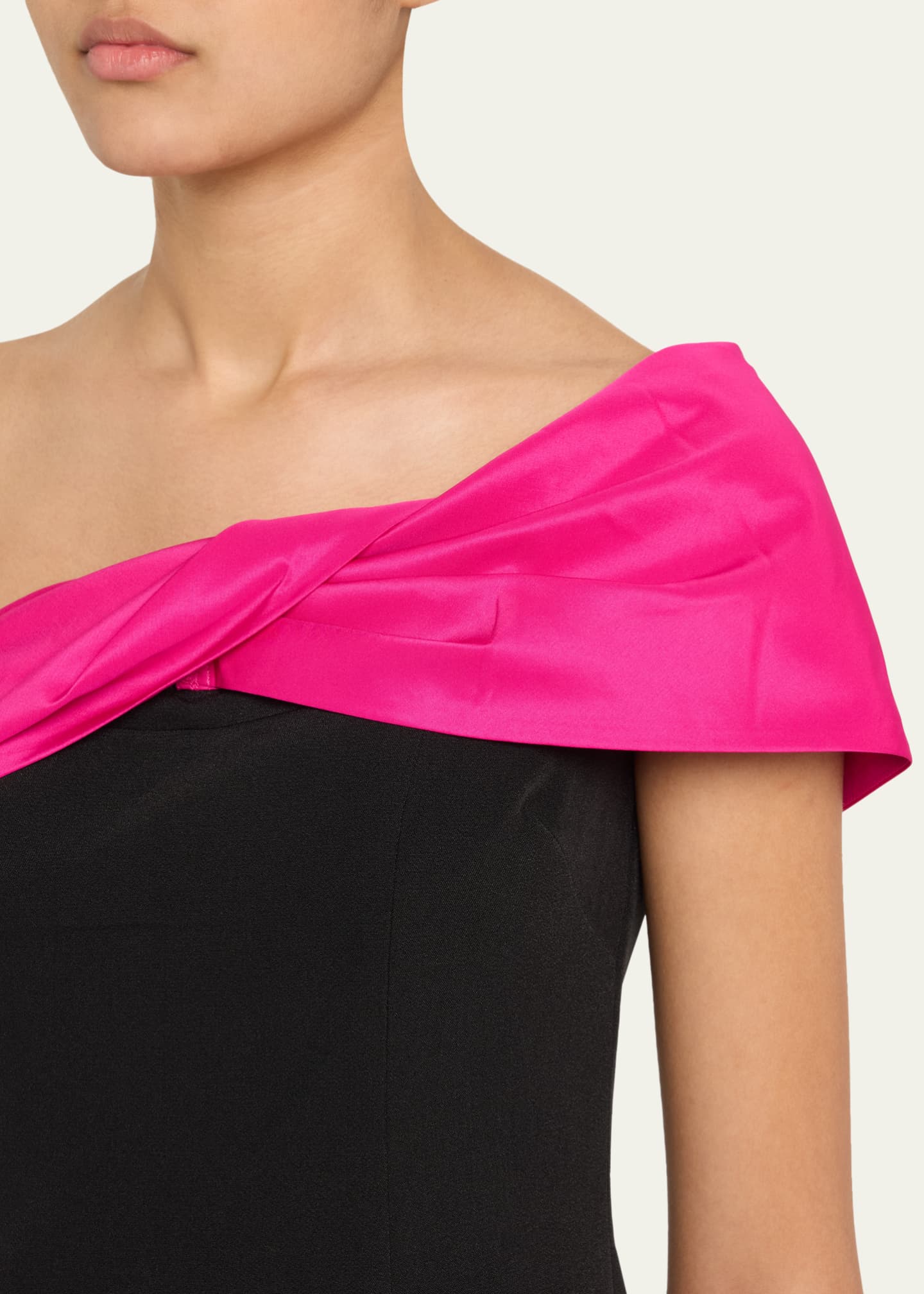Rickie Freeman for Teri Jon One-Shoulder Crepe & Taffeta Dress Image 5 of 5