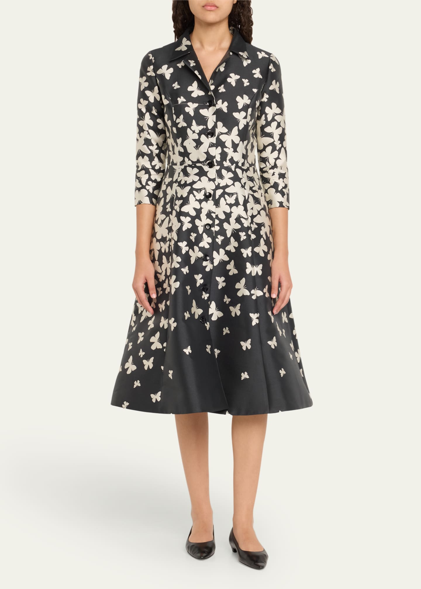 Rickie Freeman for Teri Jon Butterfly Mikado Midi Shirtdress Image 2 of 5