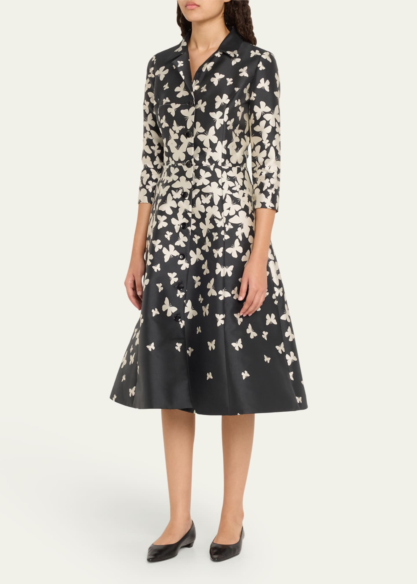 Rickie Freeman for Teri Jon Butterfly Mikado Midi Shirtdress Image 4 of 5