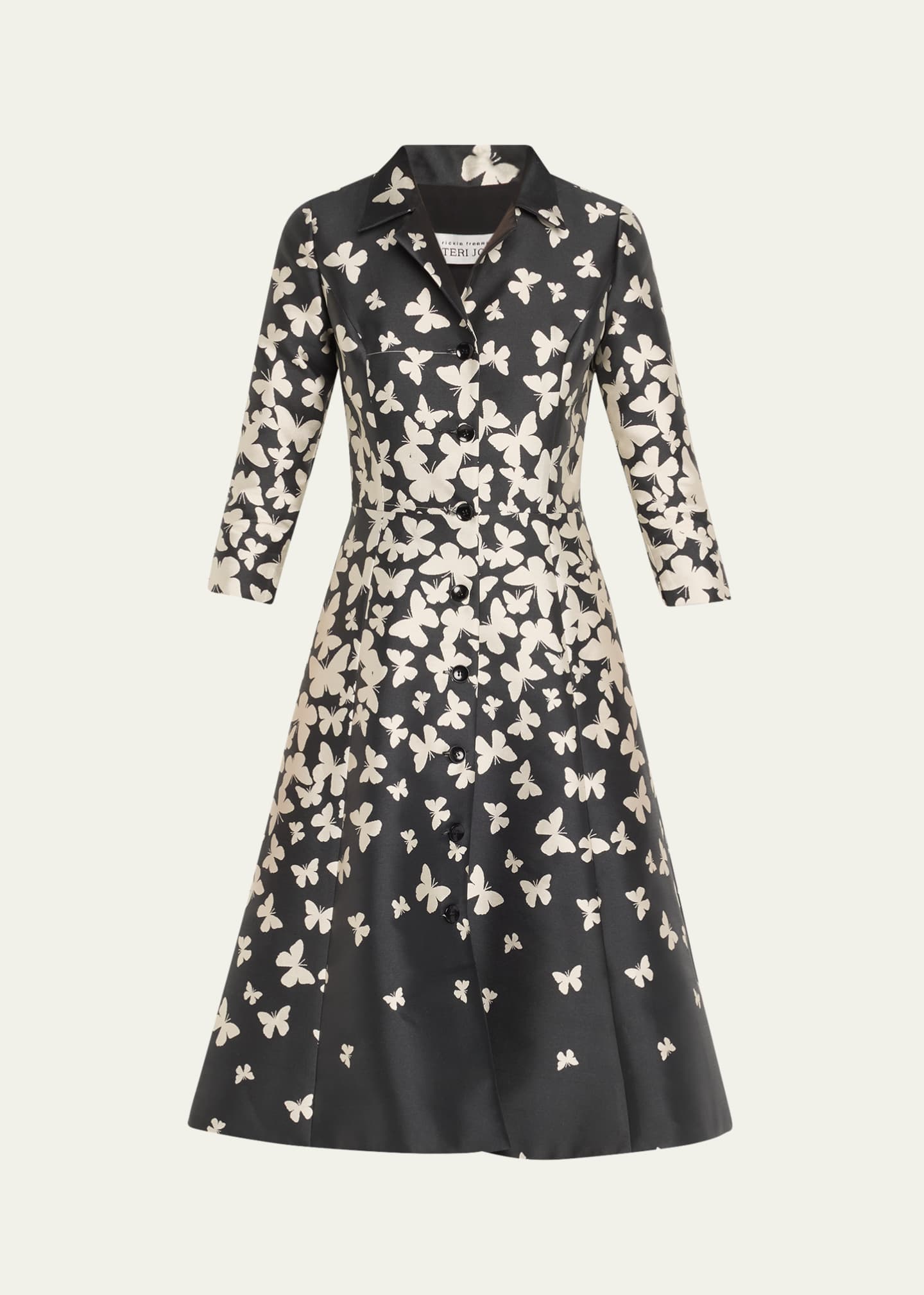 Rickie Freeman for Teri Jon Butterfly Mikado Midi Shirtdress Image 1 of 5