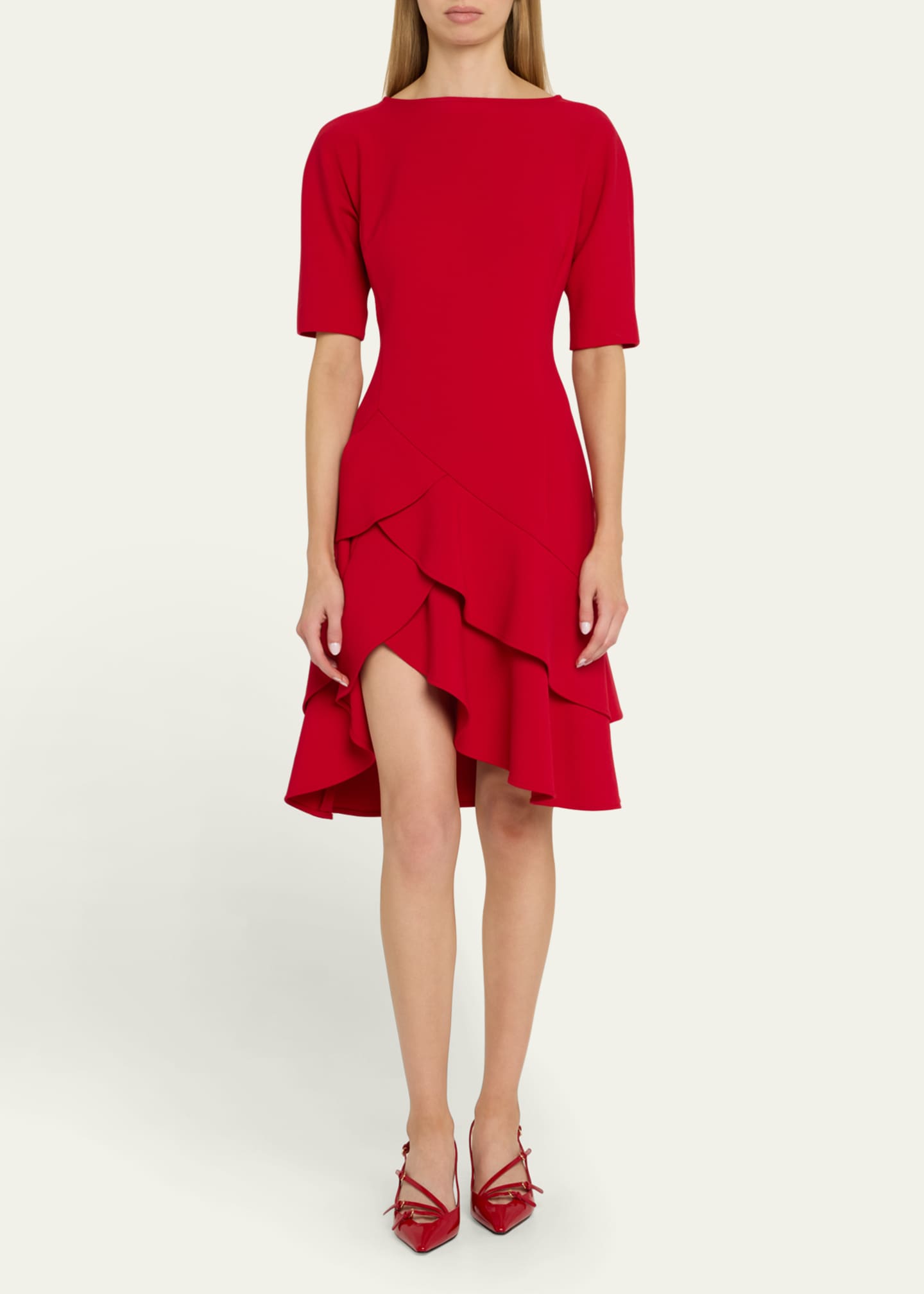 Rickie Freeman for Teri Jon Ruffle Stretch Crepe Dress Image 2 of 5