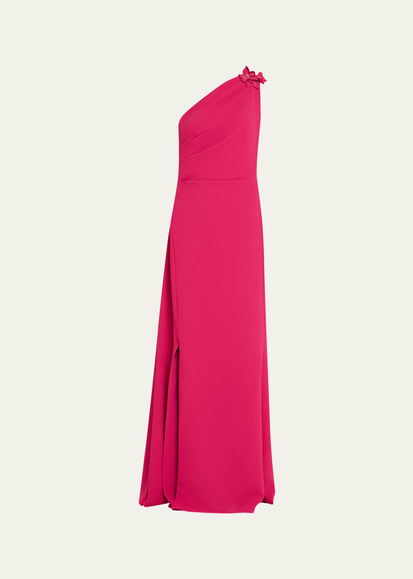 Rickie Freeman for Teri Jon Draped One-Shoulder Floral Applique Gown Image 1 of 5