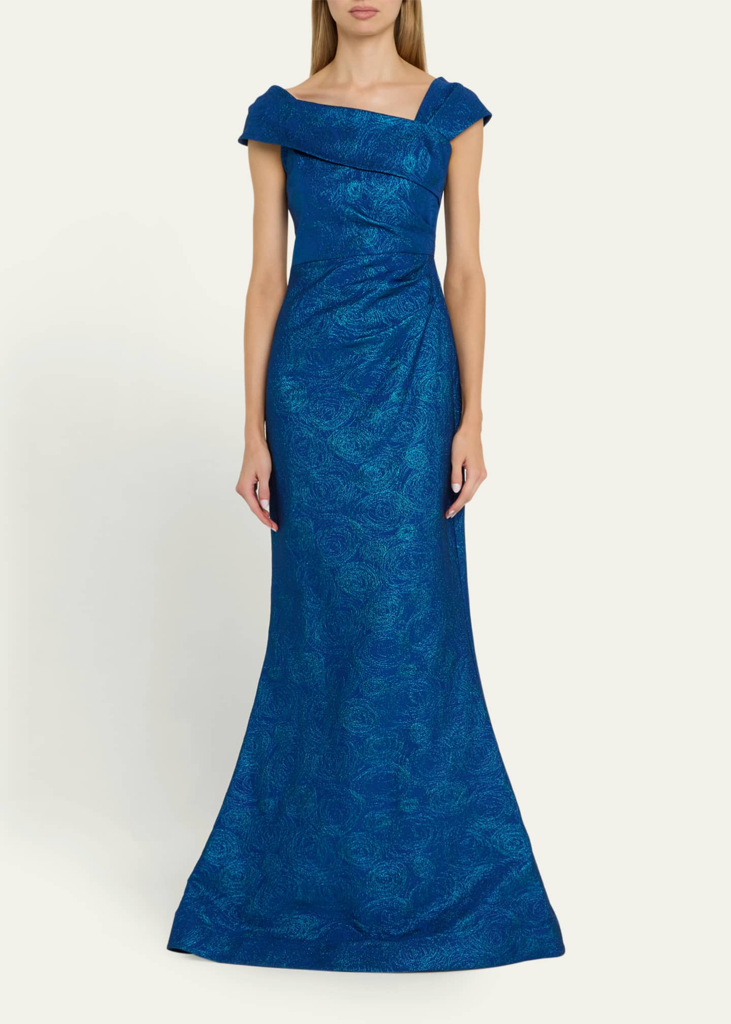 Rickie Freeman for Teri Jon Metallic Stretch Jacquard Trumpet Gown Image 2 of 5
