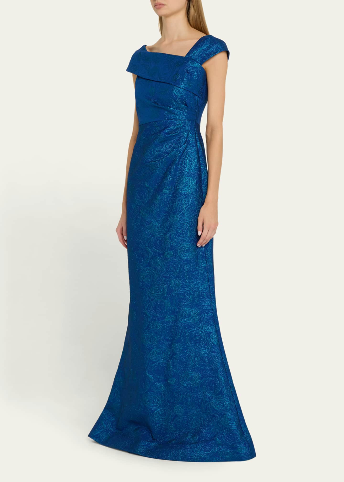 Rickie Freeman for Teri Jon Metallic Stretch Jacquard Trumpet Gown Image 4 of 5