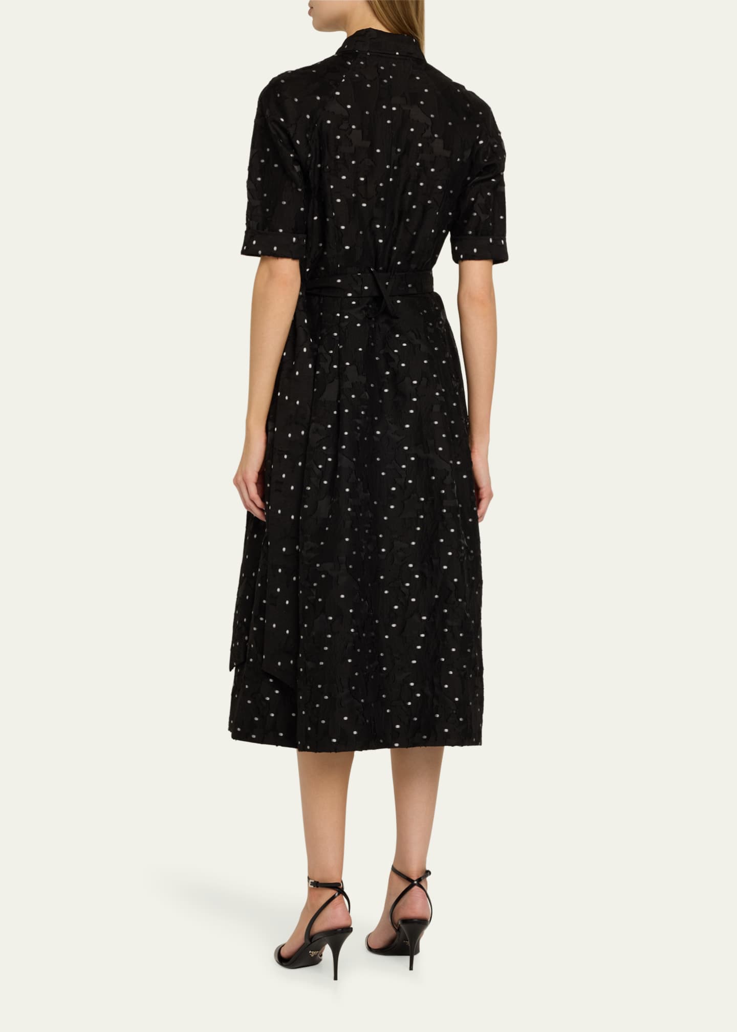 Rickie Freeman for Teri Jon Burnout Polka Dot Midi Shirtdress Image 3 of 5
