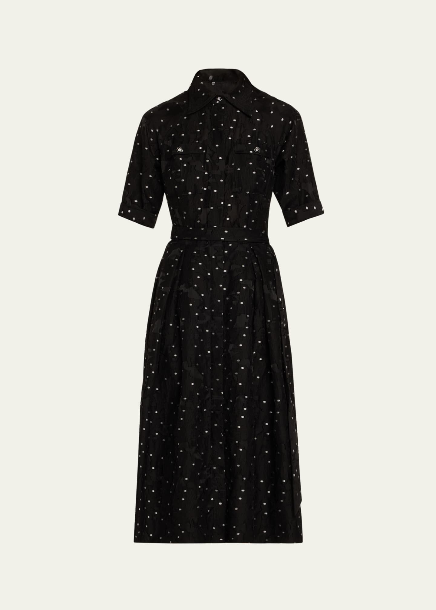 Rickie Freeman for Teri Jon Burnout Polka Dot Midi Shirtdress Image 1 of 5
