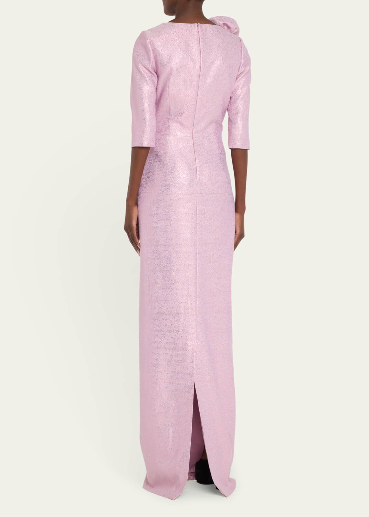 Rickie Freeman for Teri Jon Applique Metallic Jacquard Column Gown Image 3 of 5