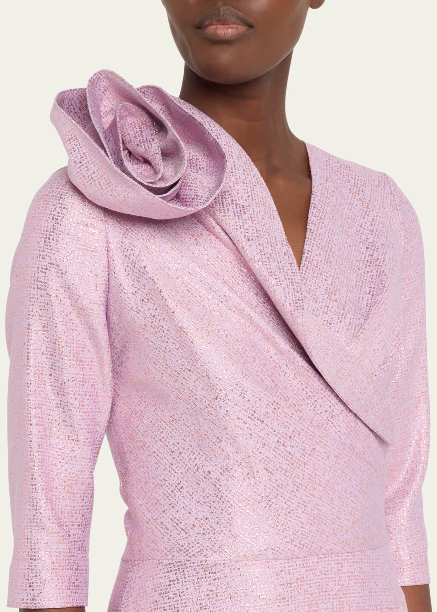 Rickie Freeman for Teri Jon Applique Metallic Jacquard Column Gown Image 5 of 5
