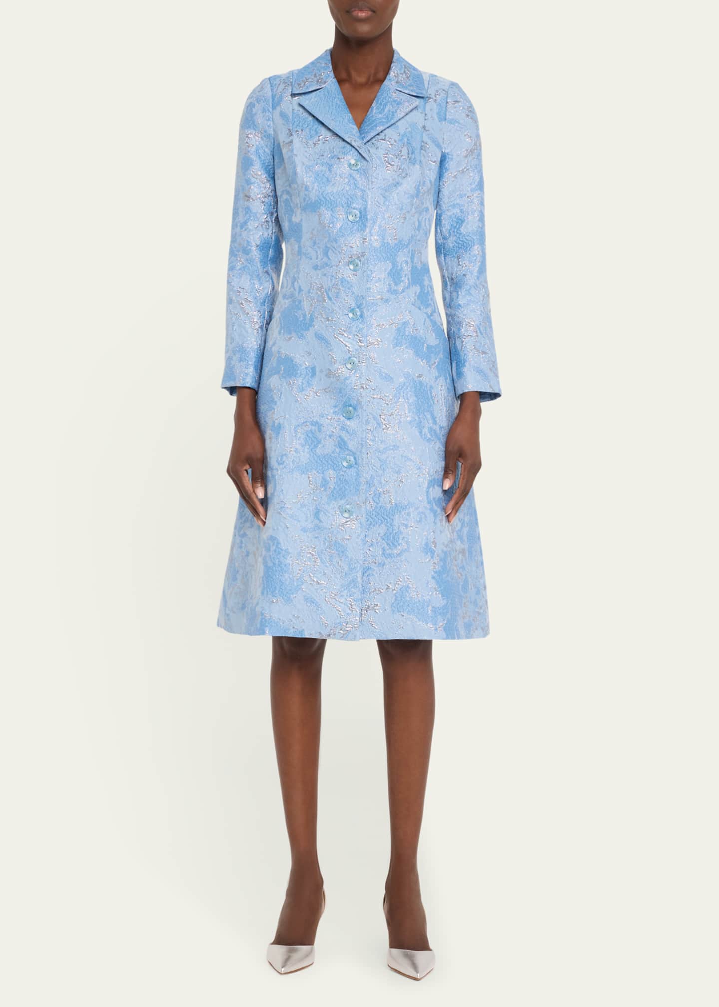 Rickie Freeman for Teri Jon A-Line Metallic Jacquard Coat Dress Image 2 of 5