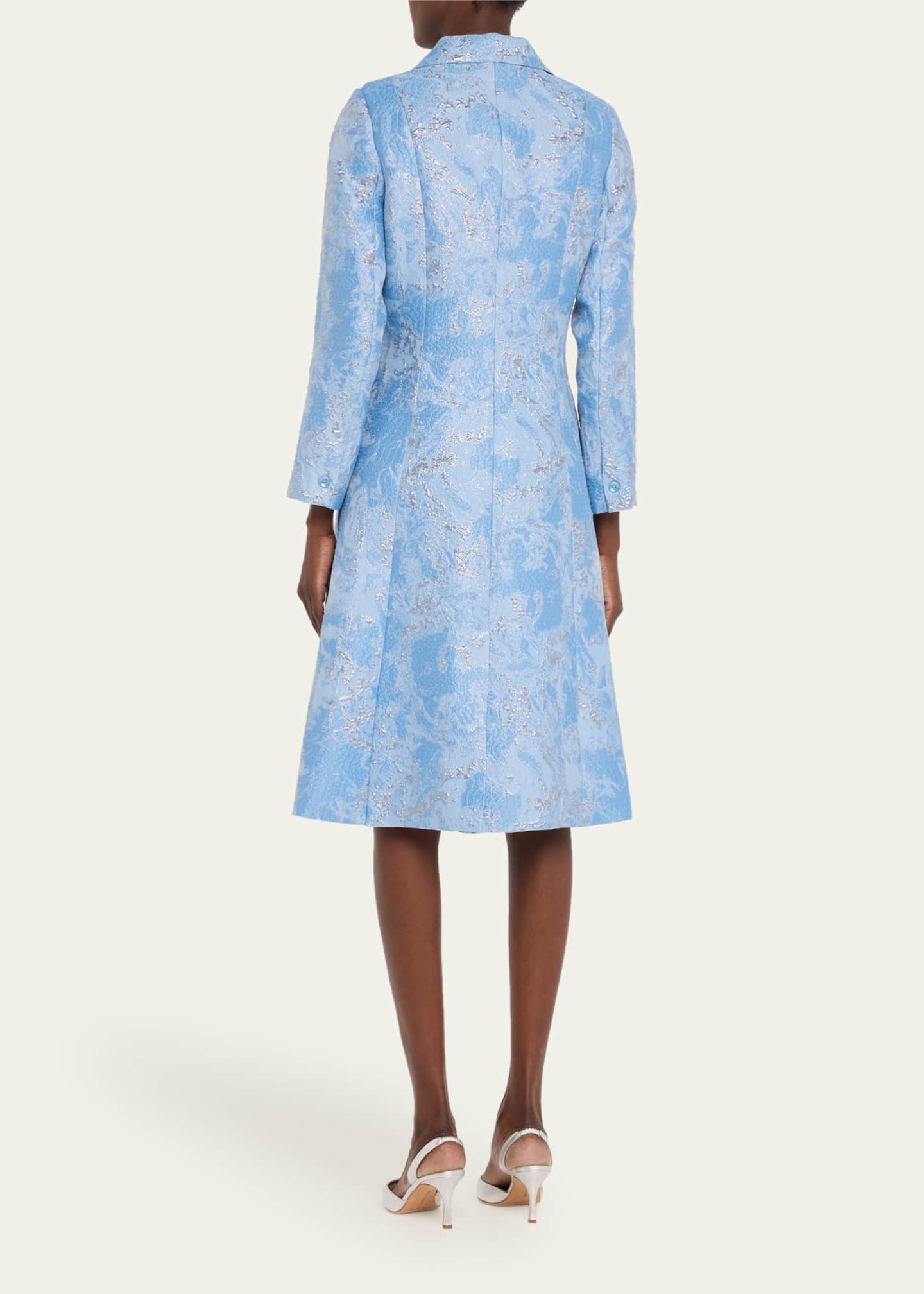 Rickie Freeman for Teri Jon A-Line Metallic Jacquard Coat Dress Image 3 of 5