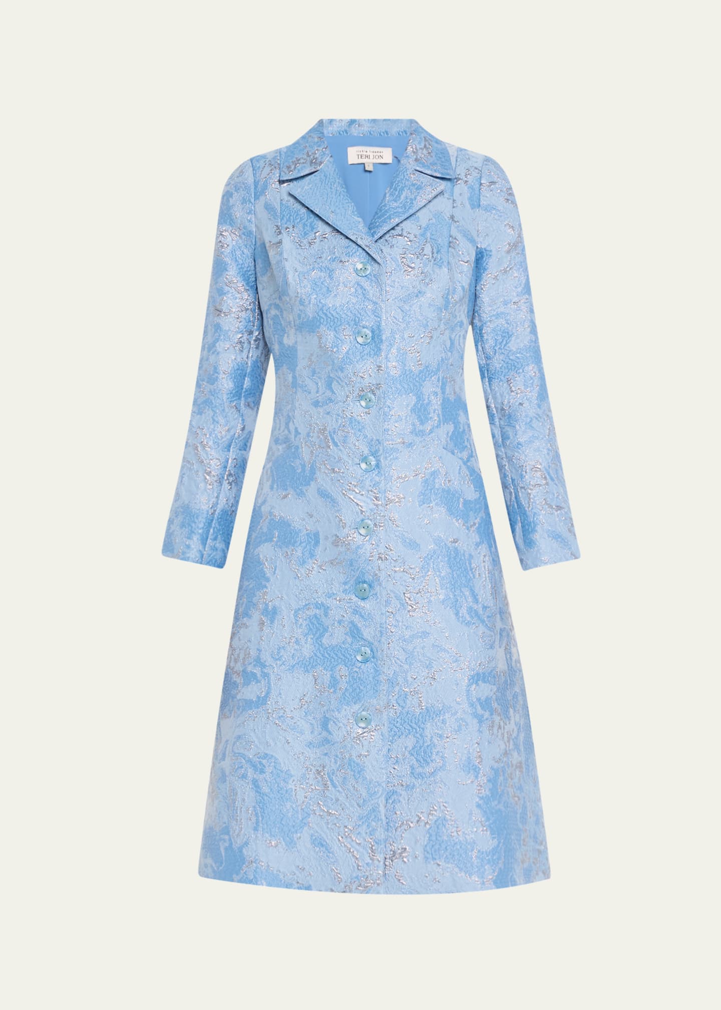 Rickie Freeman for Teri Jon A-Line Metallic Jacquard Coat Dress Image 1 of 5