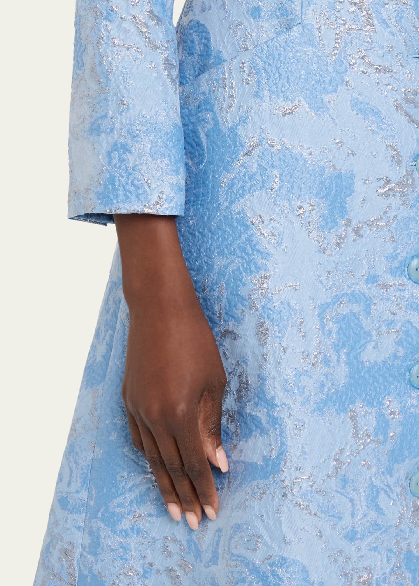Rickie Freeman for Teri Jon A-Line Metallic Jacquard Coat Dress Image 5 of 5