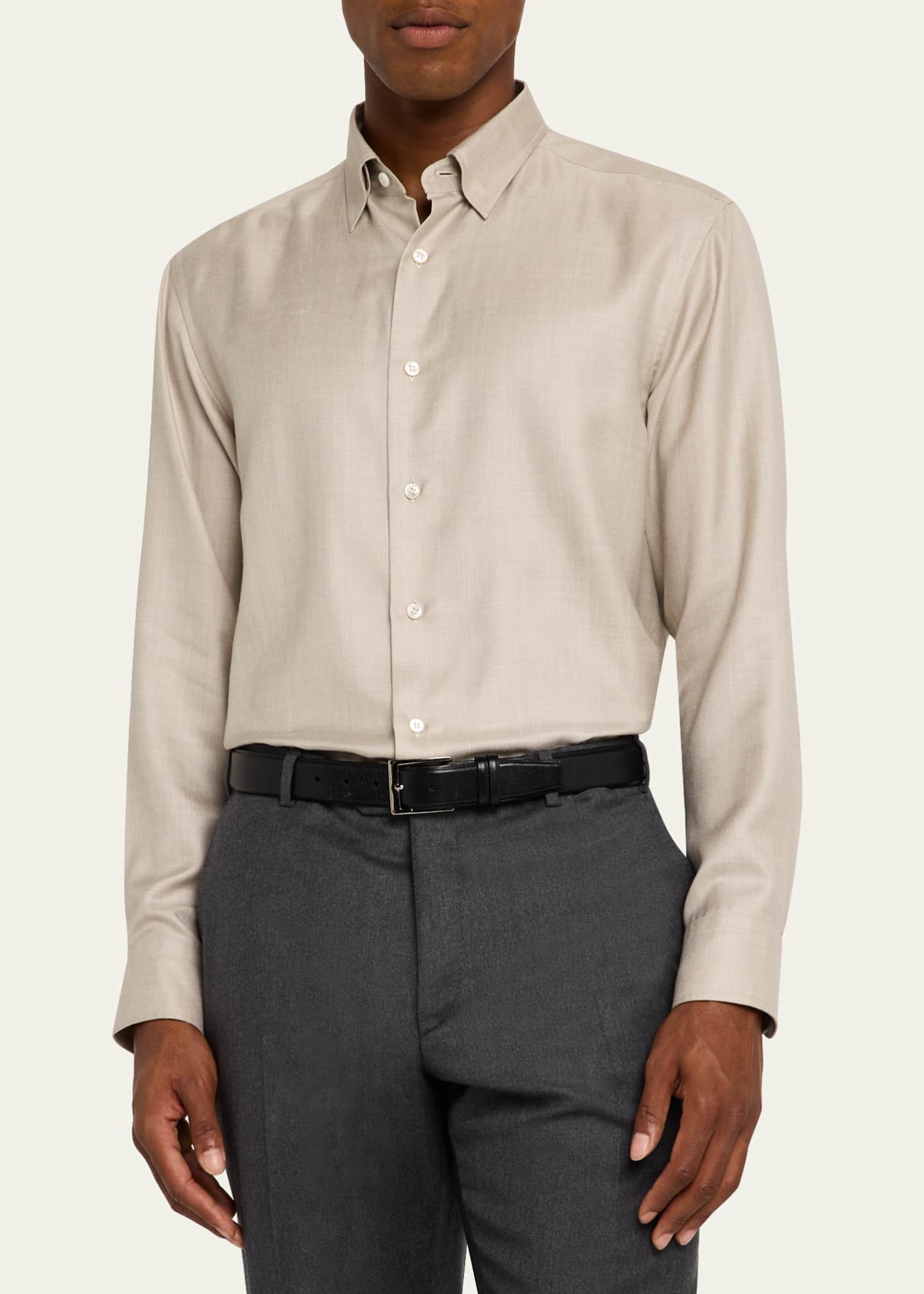 Brioni Men's Silk, Linen and Cashmere Sport Shirt Image 4 of 5