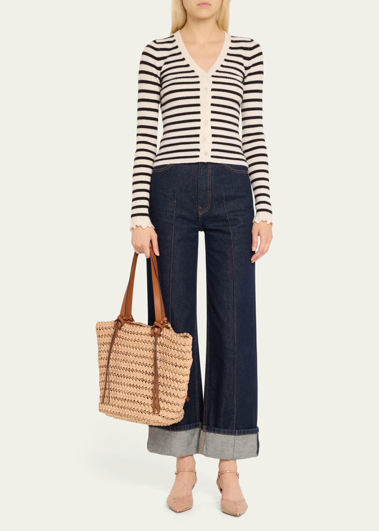 Ulla Johnson Imani Large Woven Leather Tote Bag Image 5 of 5