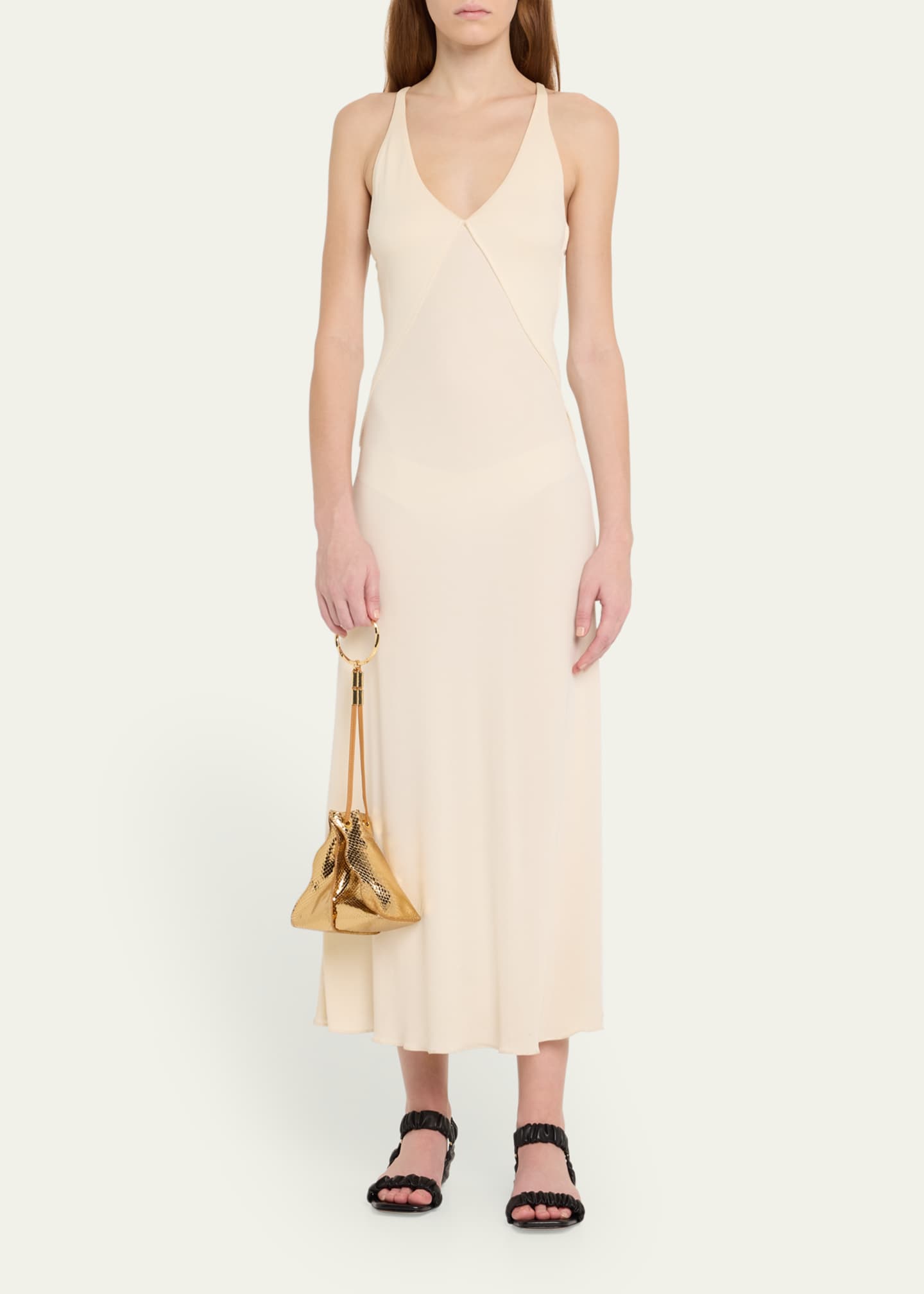 Ulla Johnson Adria Pleated Wave Snakeskin-Embossed Pochette Bag Image 5 of 6