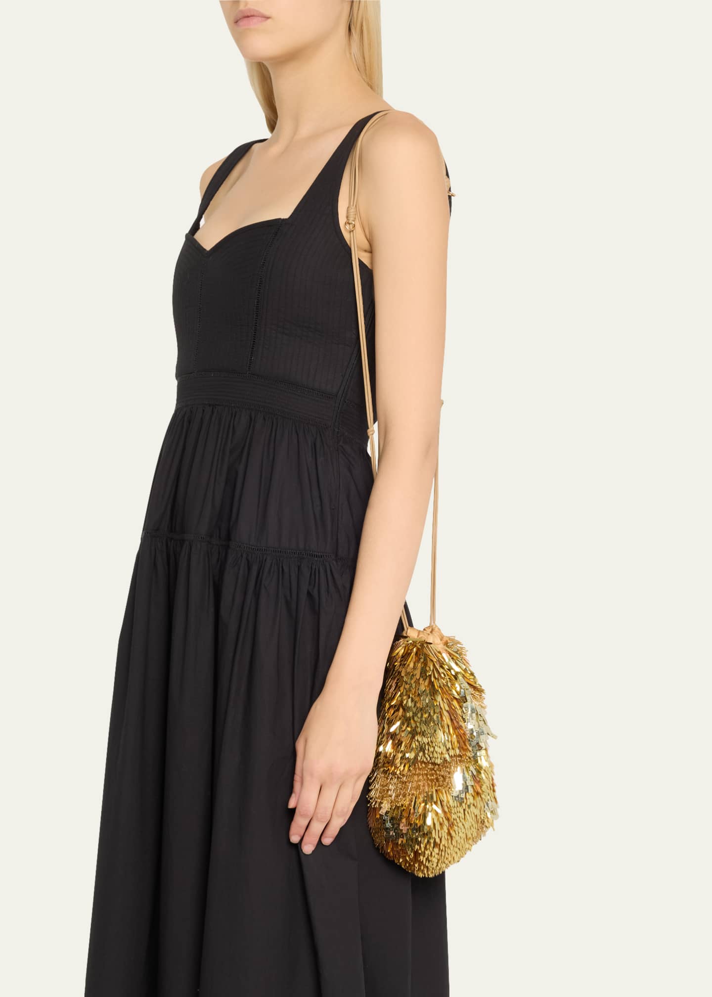 Ulla Johnson Celeste Sequined Drawstring Shoulder Bag Image 2 of 6