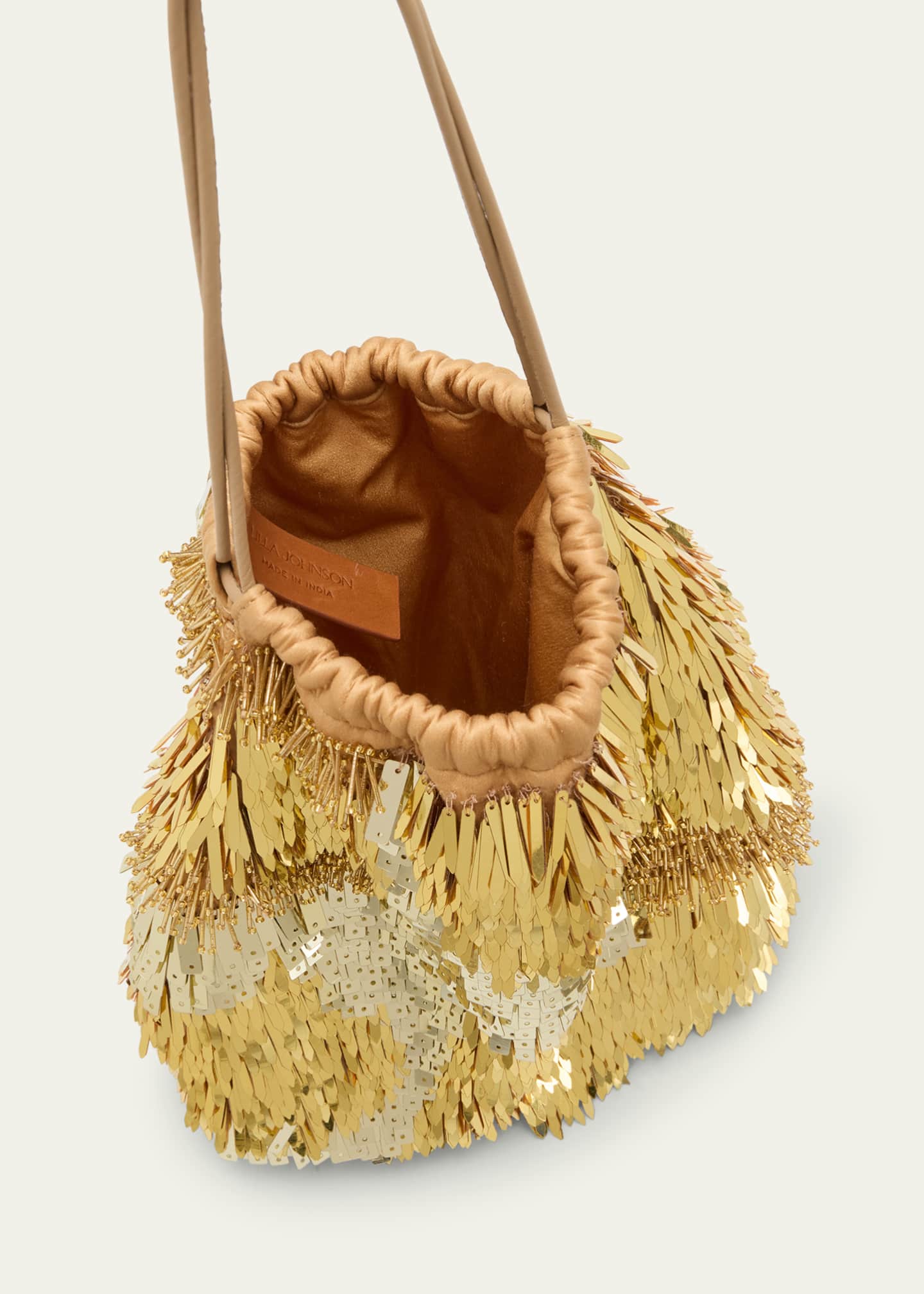Ulla Johnson Celeste Sequined Drawstring Shoulder Bag Image 4 of 6