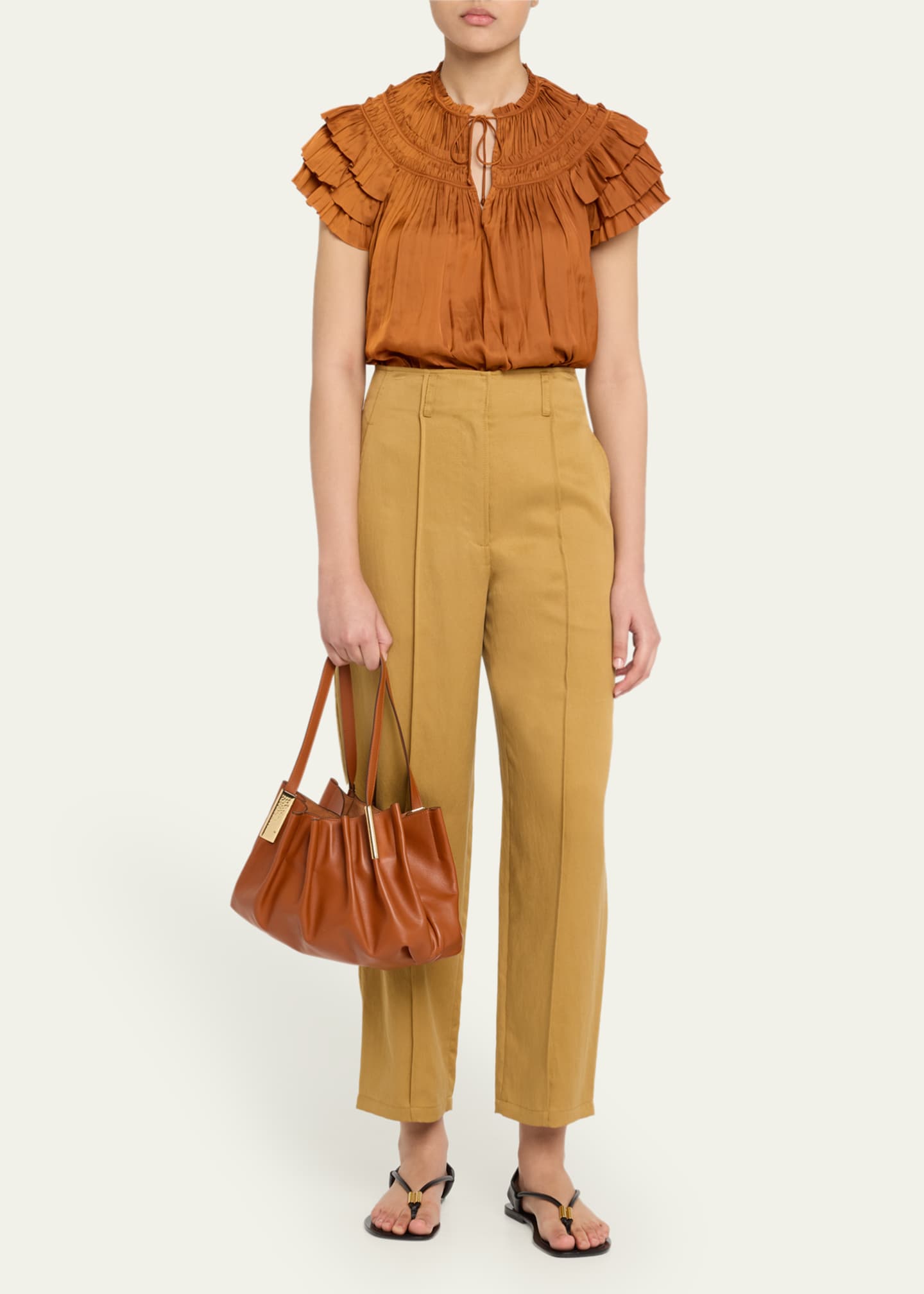 Ulla Johnson Isadora Mini Ruched Leather Tote Bag Image 5 of 6