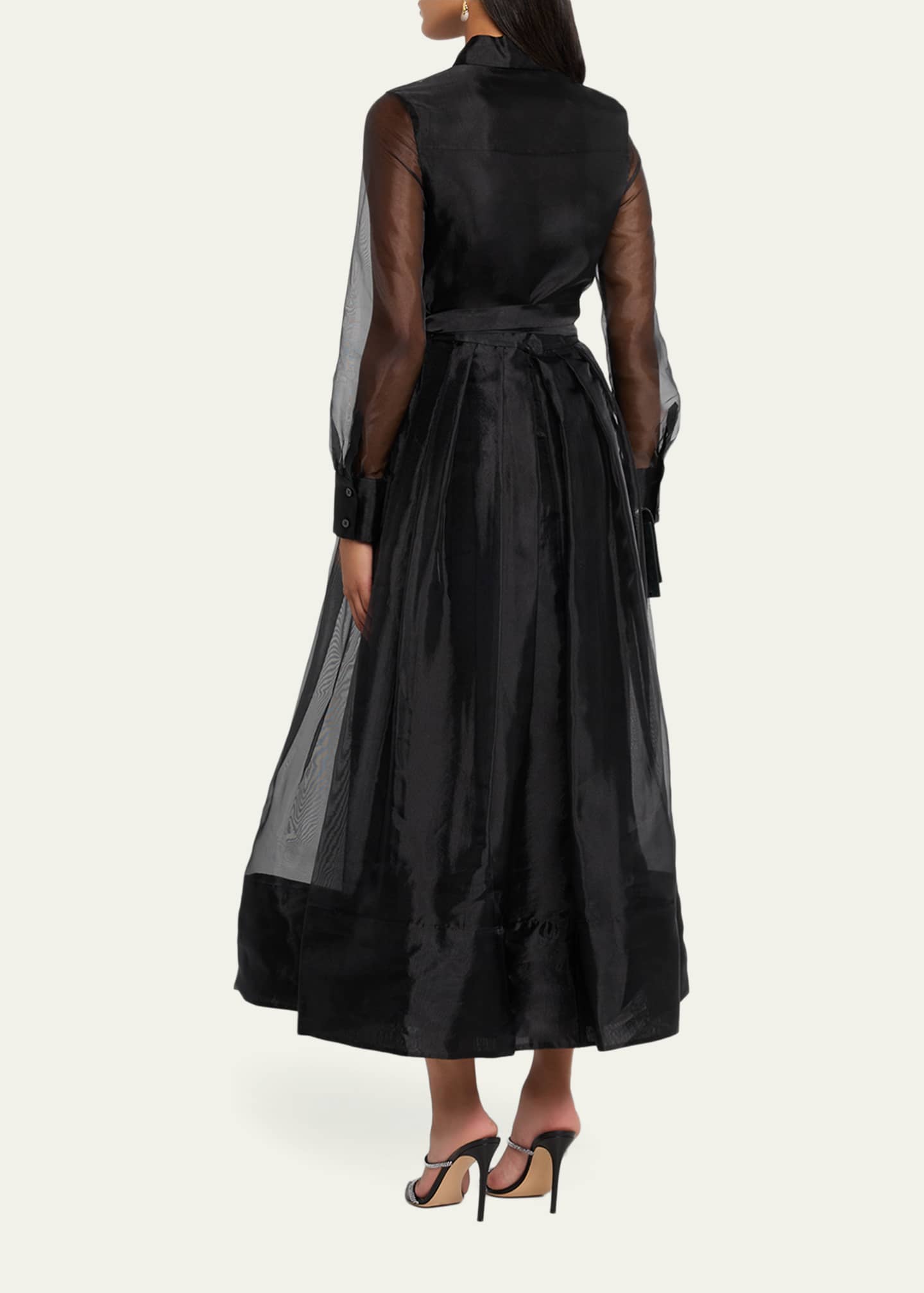 SIMKHAI Montgomery Pleated Organza Maxi Shirtdress - Bergdorf Goodman