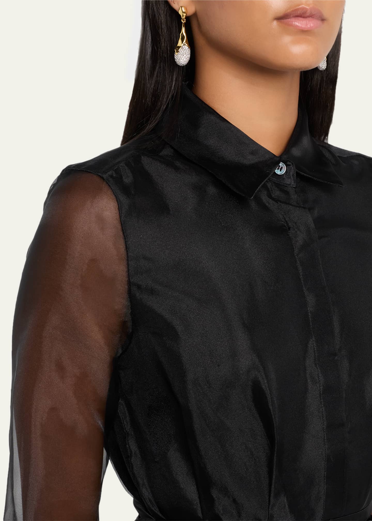 SIMKHAI Montgomery Pleated Organza Maxi Shirtdress - Bergdorf Goodman