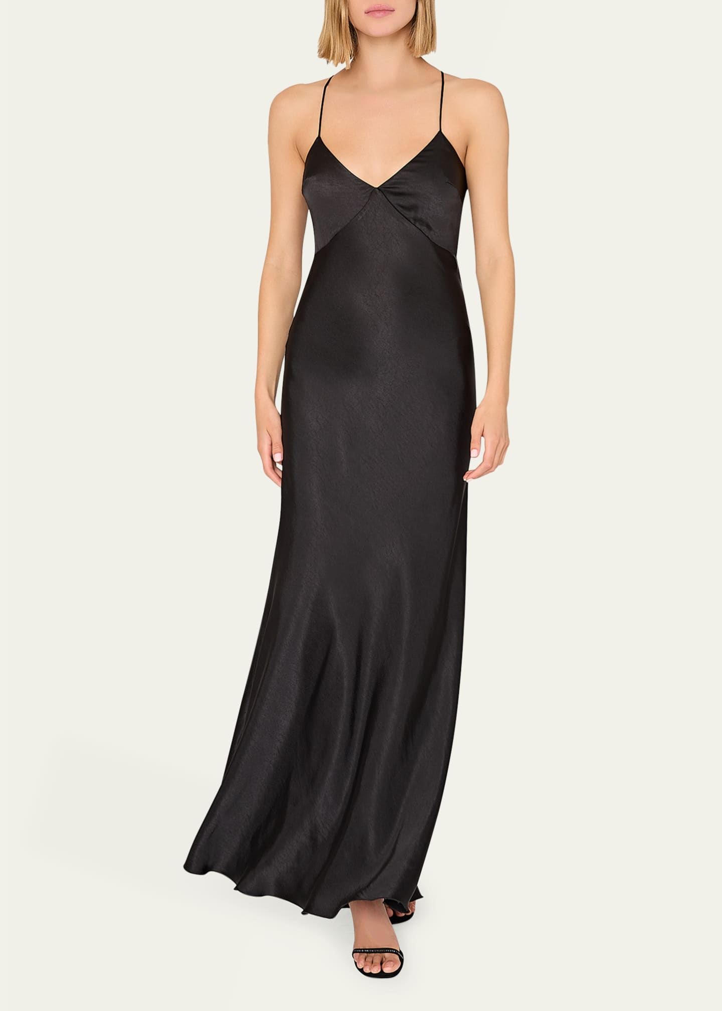 Milly Addie Cutout Hammered Satin Cami Maxi Dress Image 2 of 4