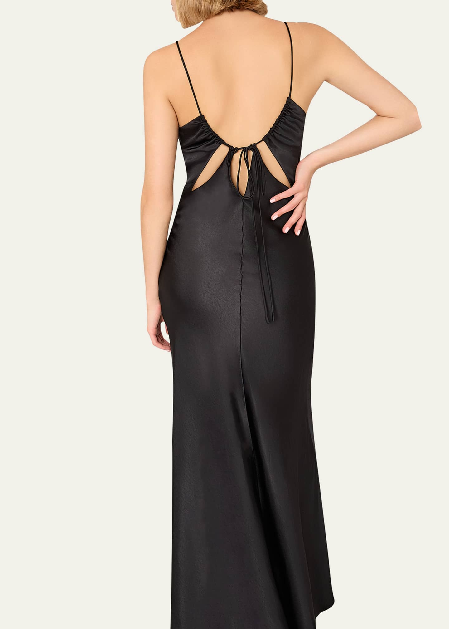 Milly Addie Cutout Hammered Satin Cami Maxi Dress Image 4 of 4