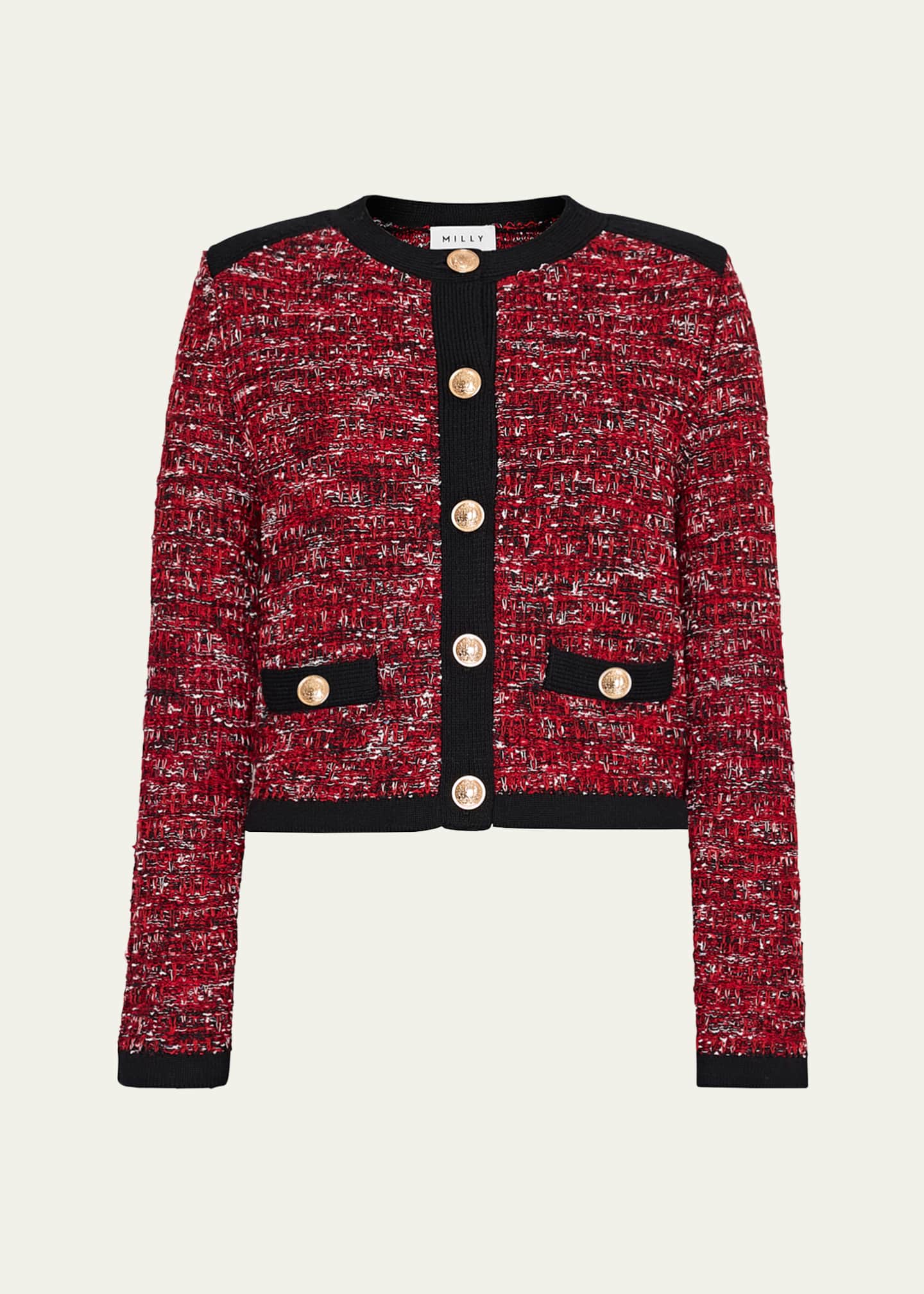 Milly Kelly Button-Down Tweed Knit Cardigan - Bergdorf Goodman