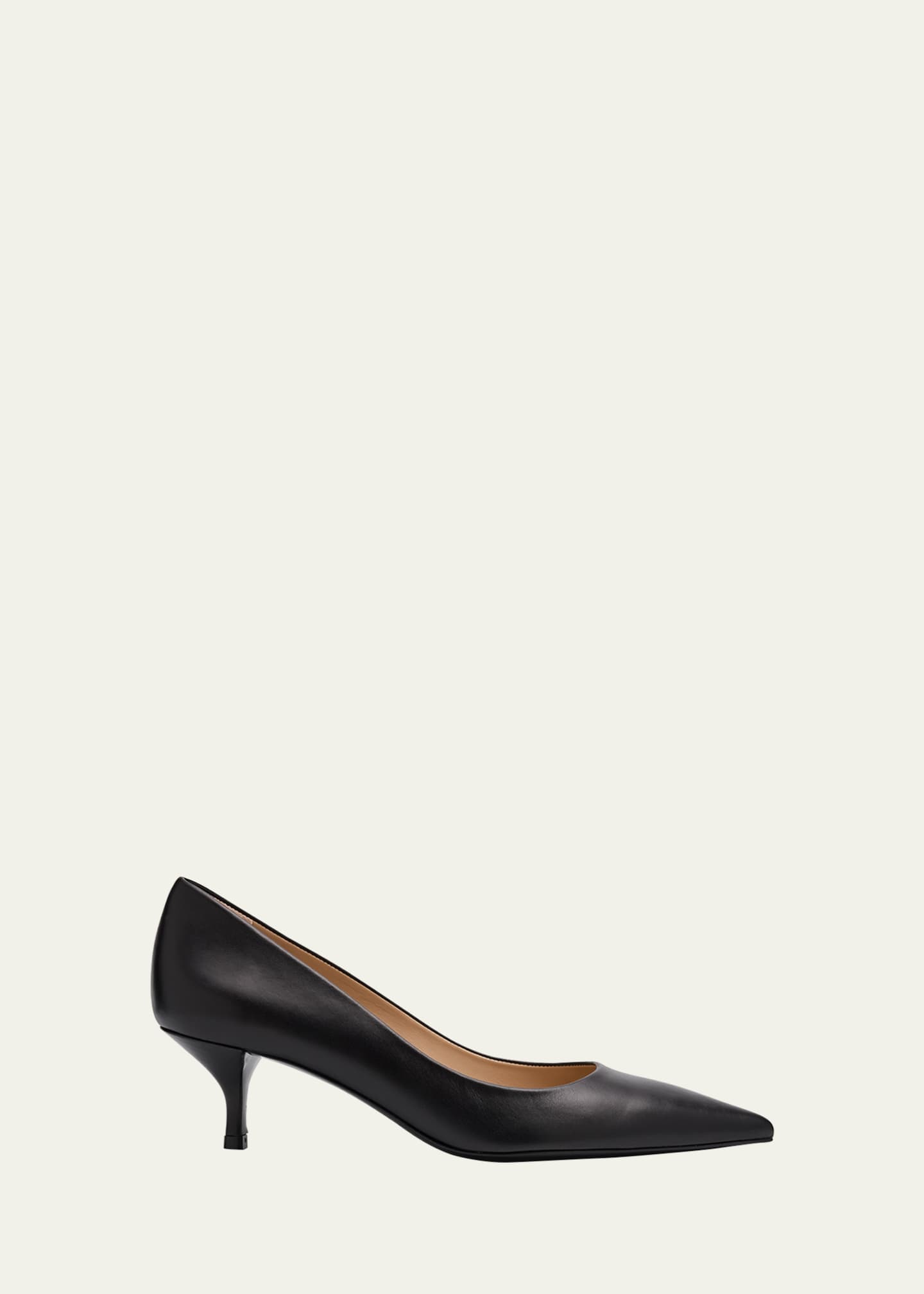Stuart Weitzman Stuart Leather Kitten-Heel Pumps Image 1 of 6