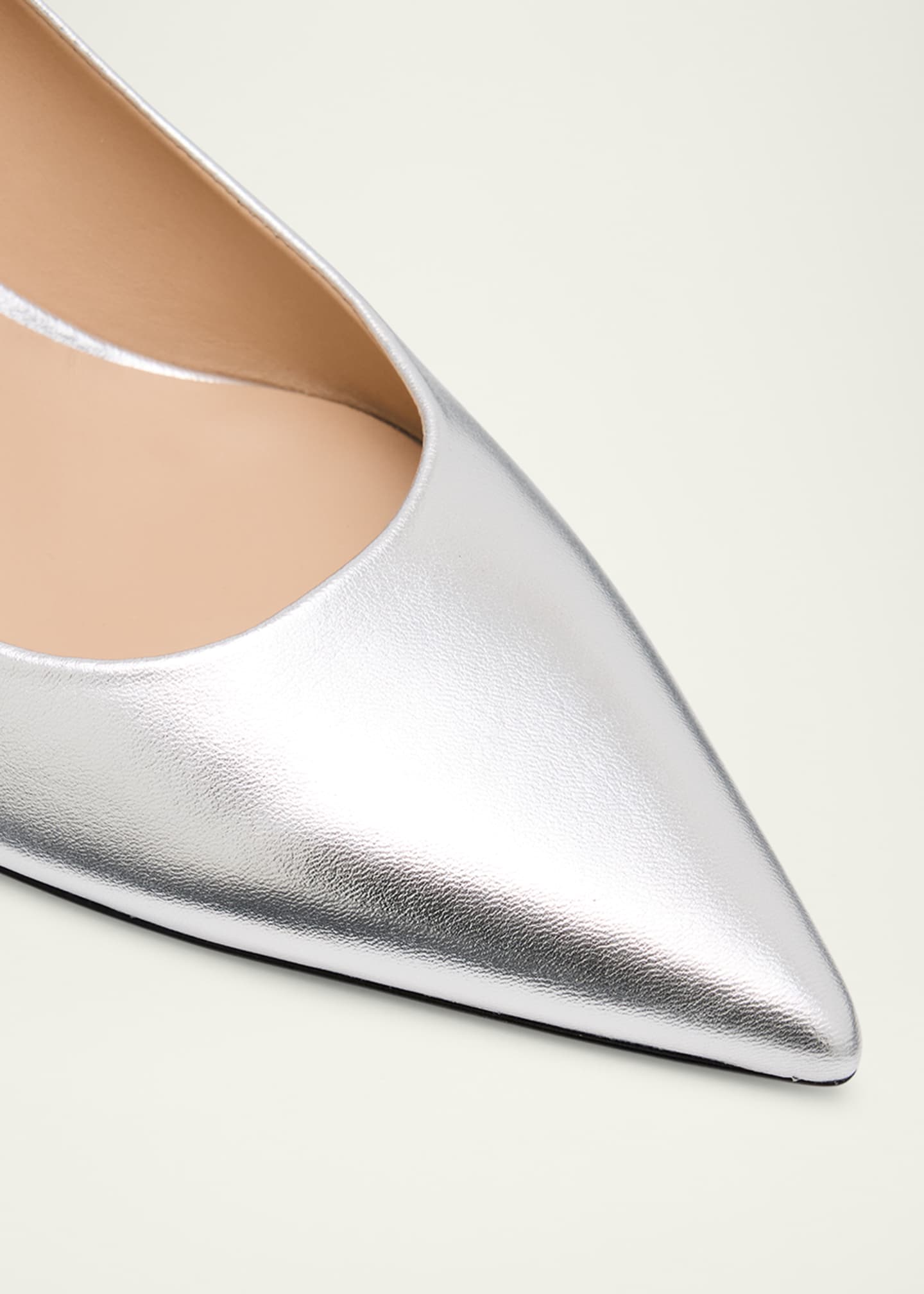 Stuart Weitzman Stuart Metallic Leather Kitten-Heel Pumps Image 6 of 6