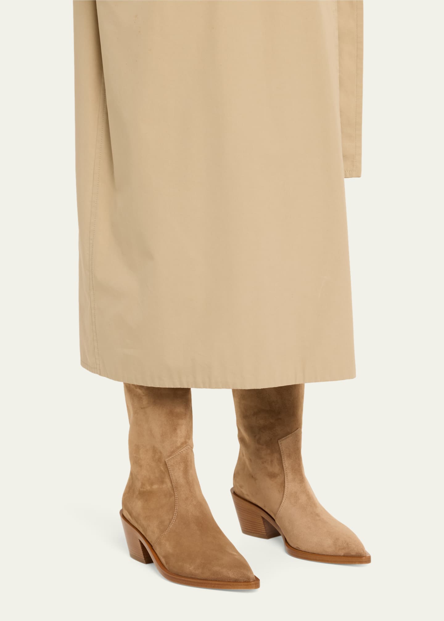 Gianvito Rossi Suede Short Western Boots Image 2 of 6