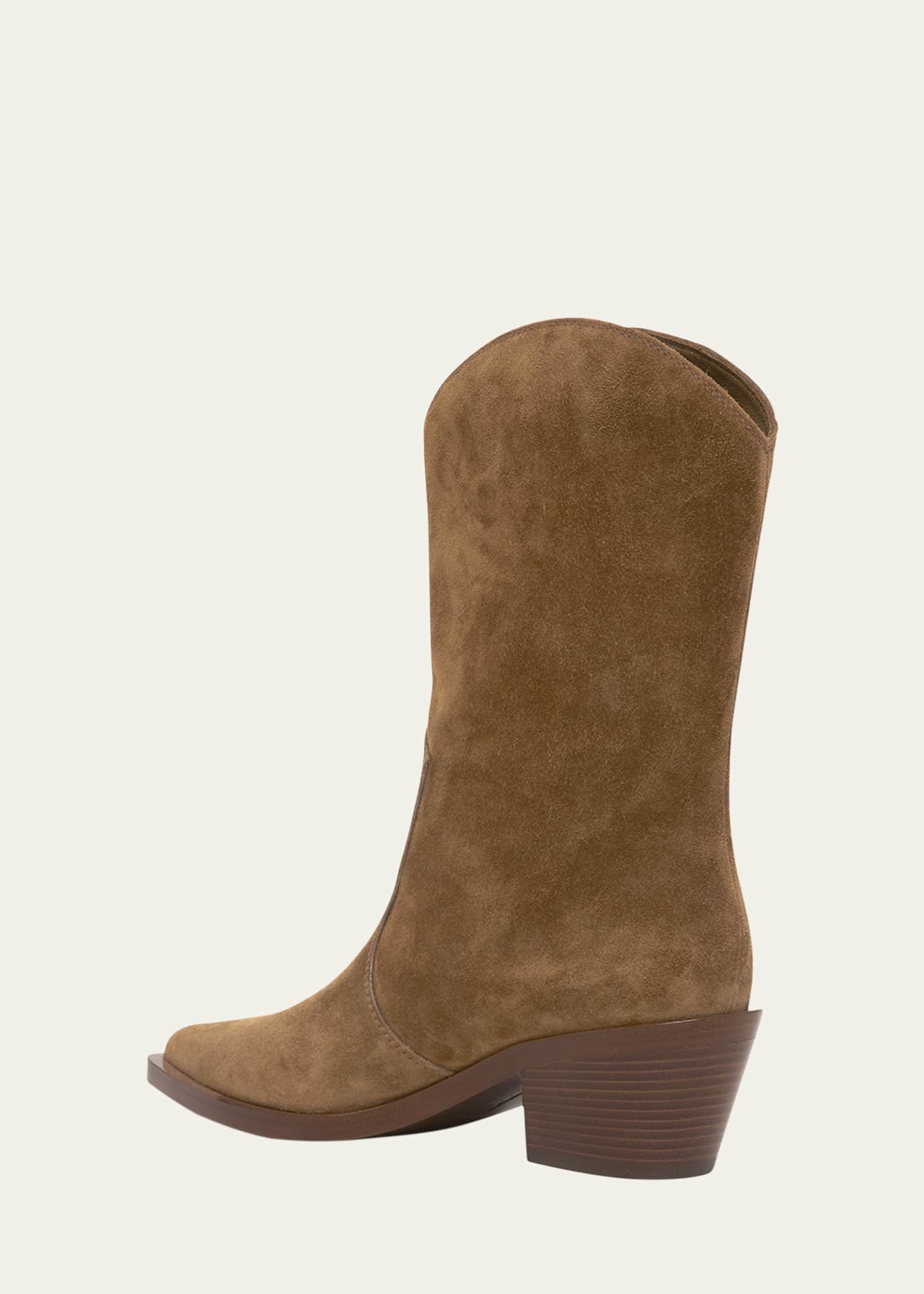 Gianvito Rossi Suede Short Western Boots Image 4 of 6