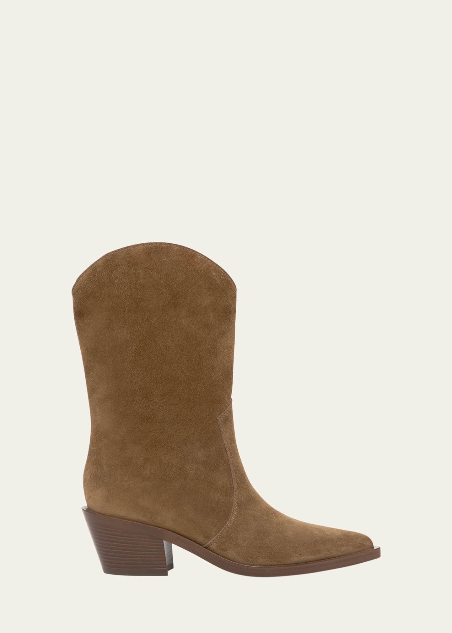 Gianvito Rossi Suede Short Western Boots Image 1 of 6