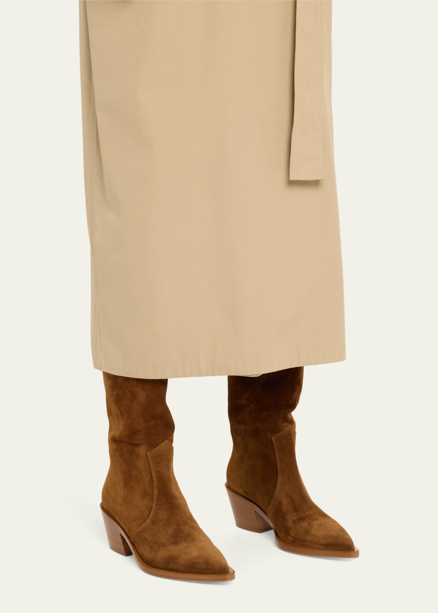 Gianvito Rossi Suede Tall Western Boots Image 2 of 6