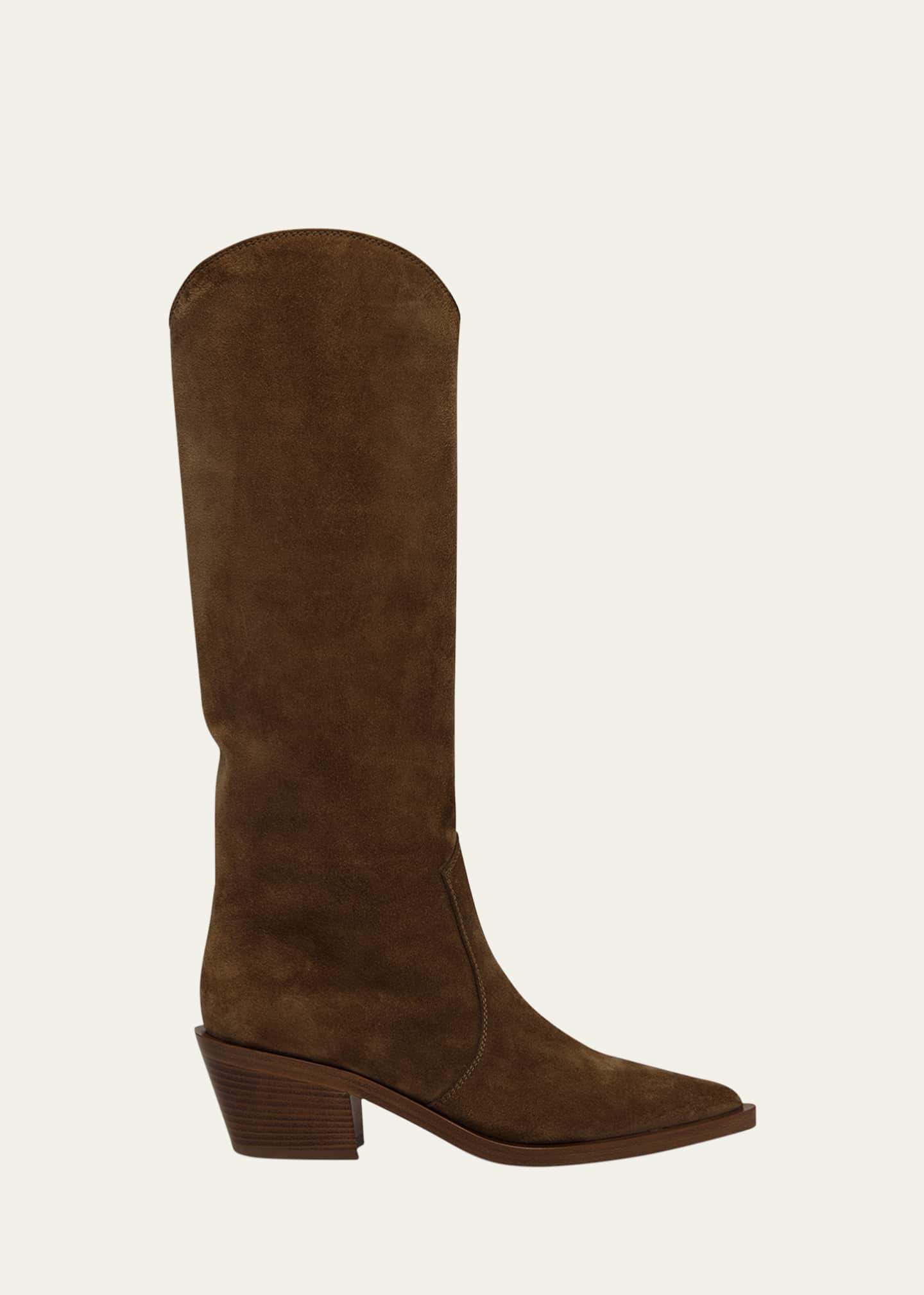 Gianvito Rossi Suede Tall Western Boots Image 1 of 6