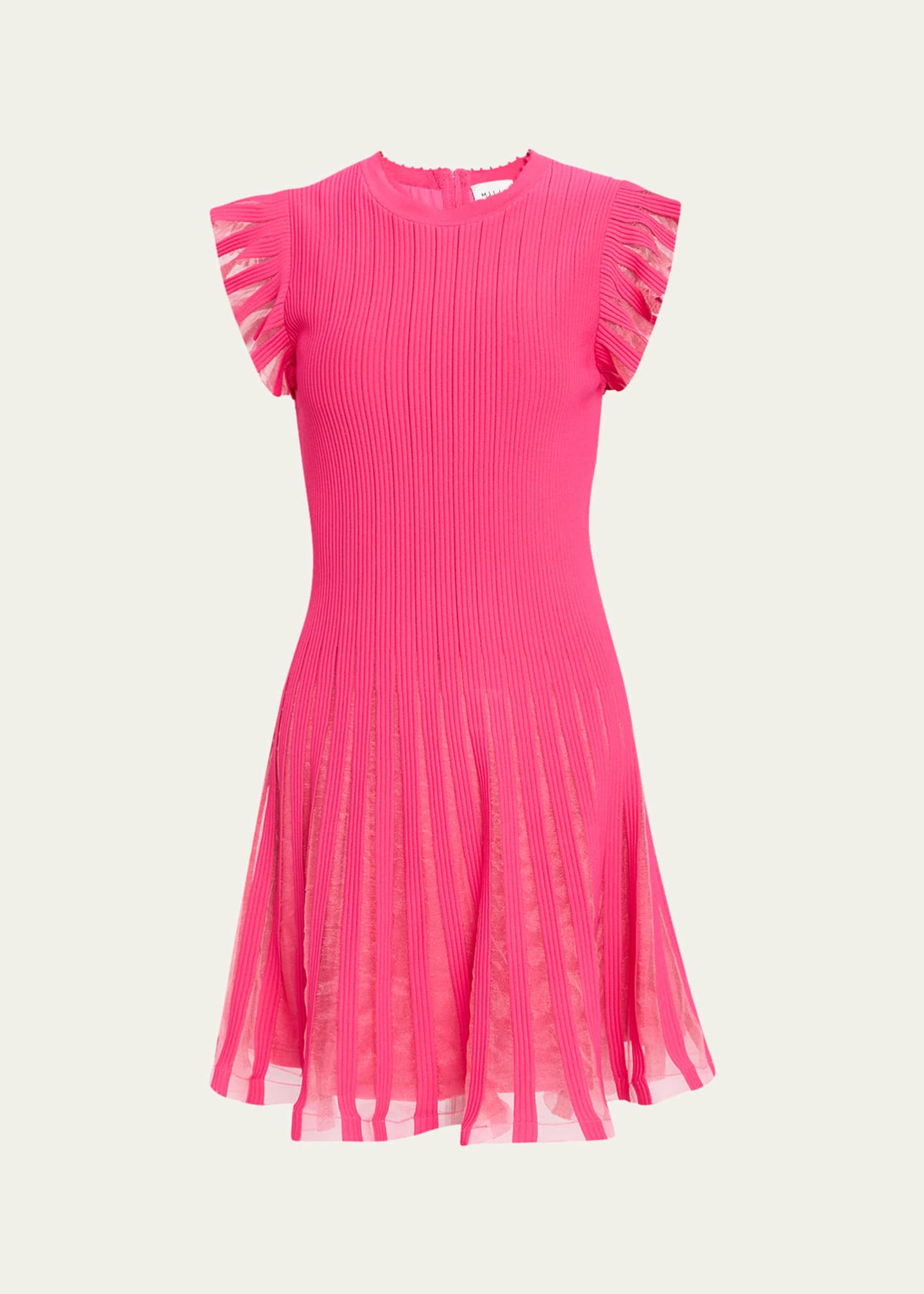 Milly Sheer Flutter-Sleeve Knit Dress Image 1 of 5