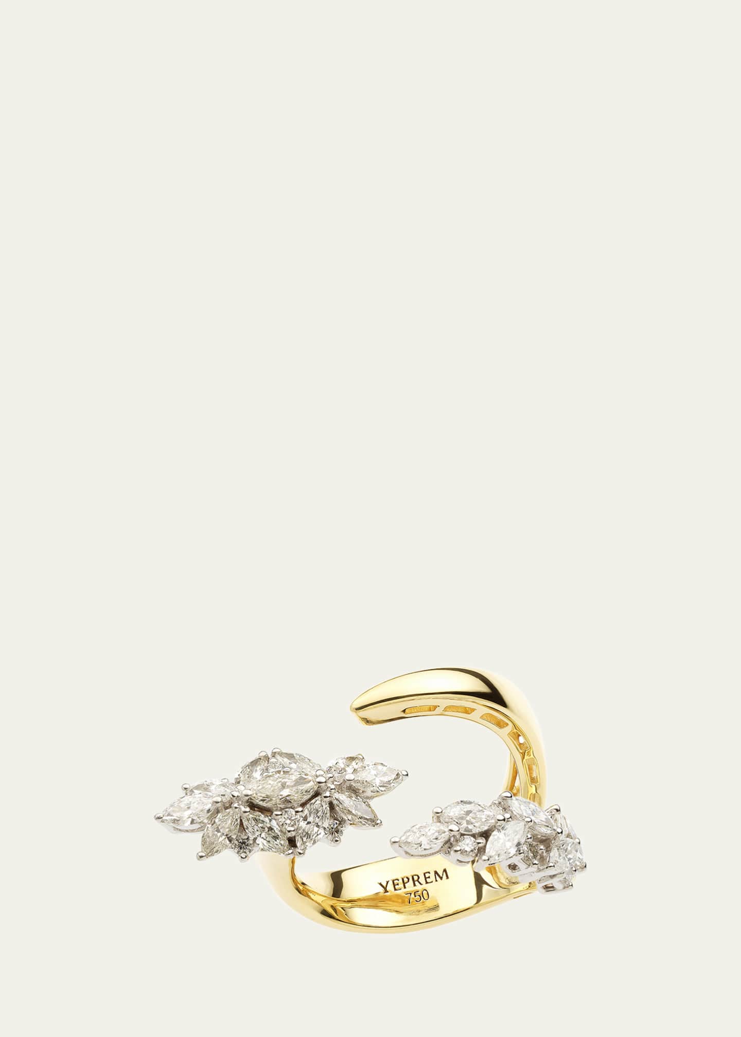 Yeprem 18K Gold In-Between Finger Ring with Diamonds