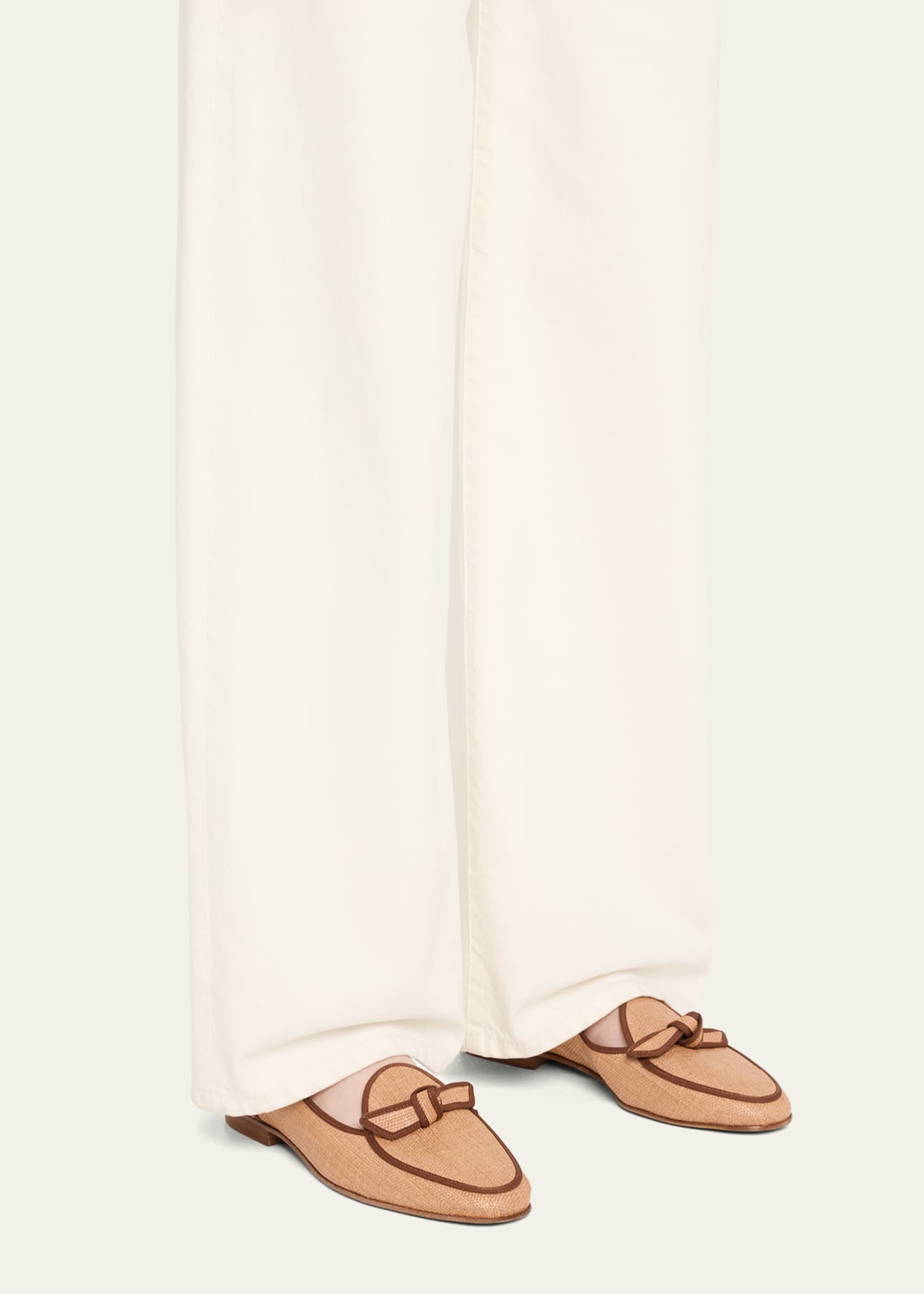 Alexandre Birman Grosgrain Raffia Bow Loafers Image 2 of 6