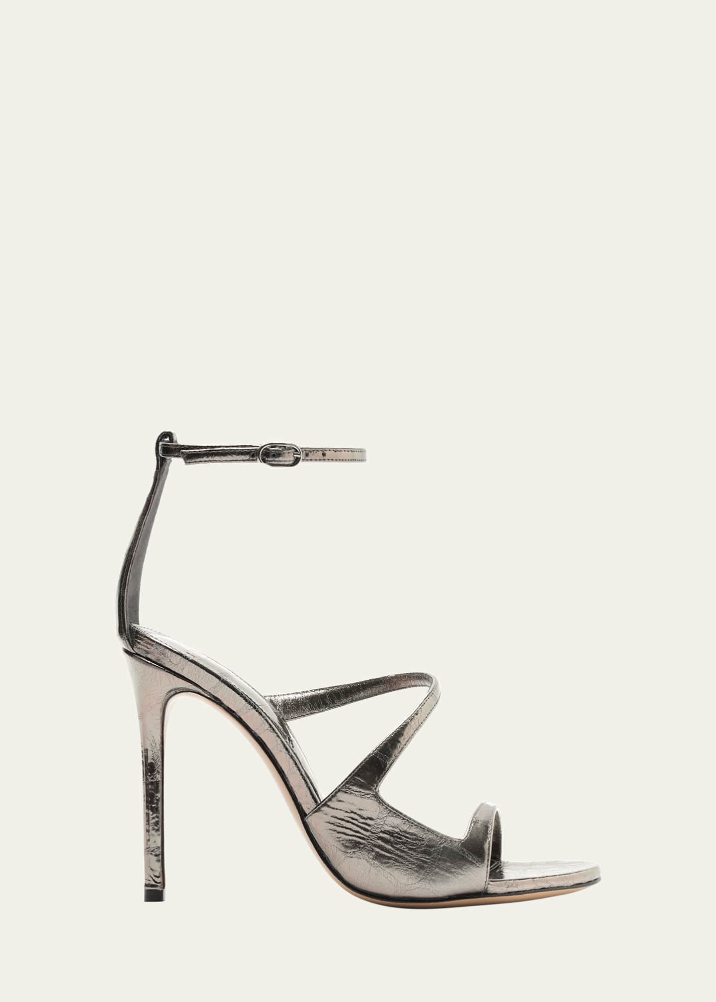 Alexandre Birman Sadie Metallic Asymmetrical Ankle-Strap Sandals Image 1 of 3