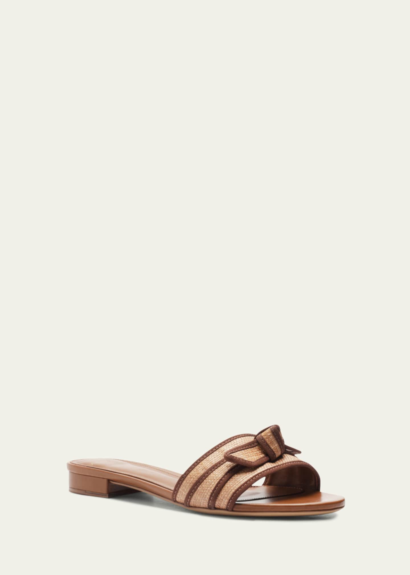 Alexandre Birman Raffia Knot Flat Slide Sandals Image 2 of 5