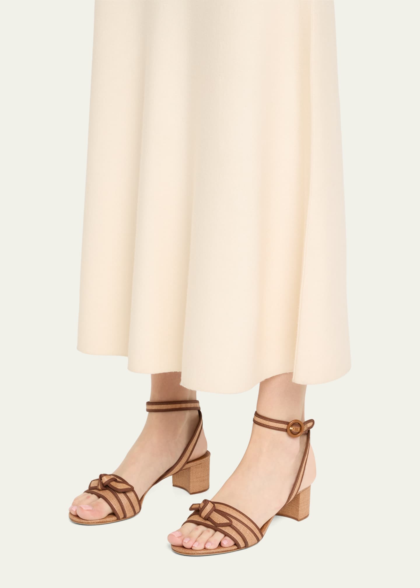 Alexandre Birman Grosgrain Raffia Ankle-Strap Sandals Image 2 of 6