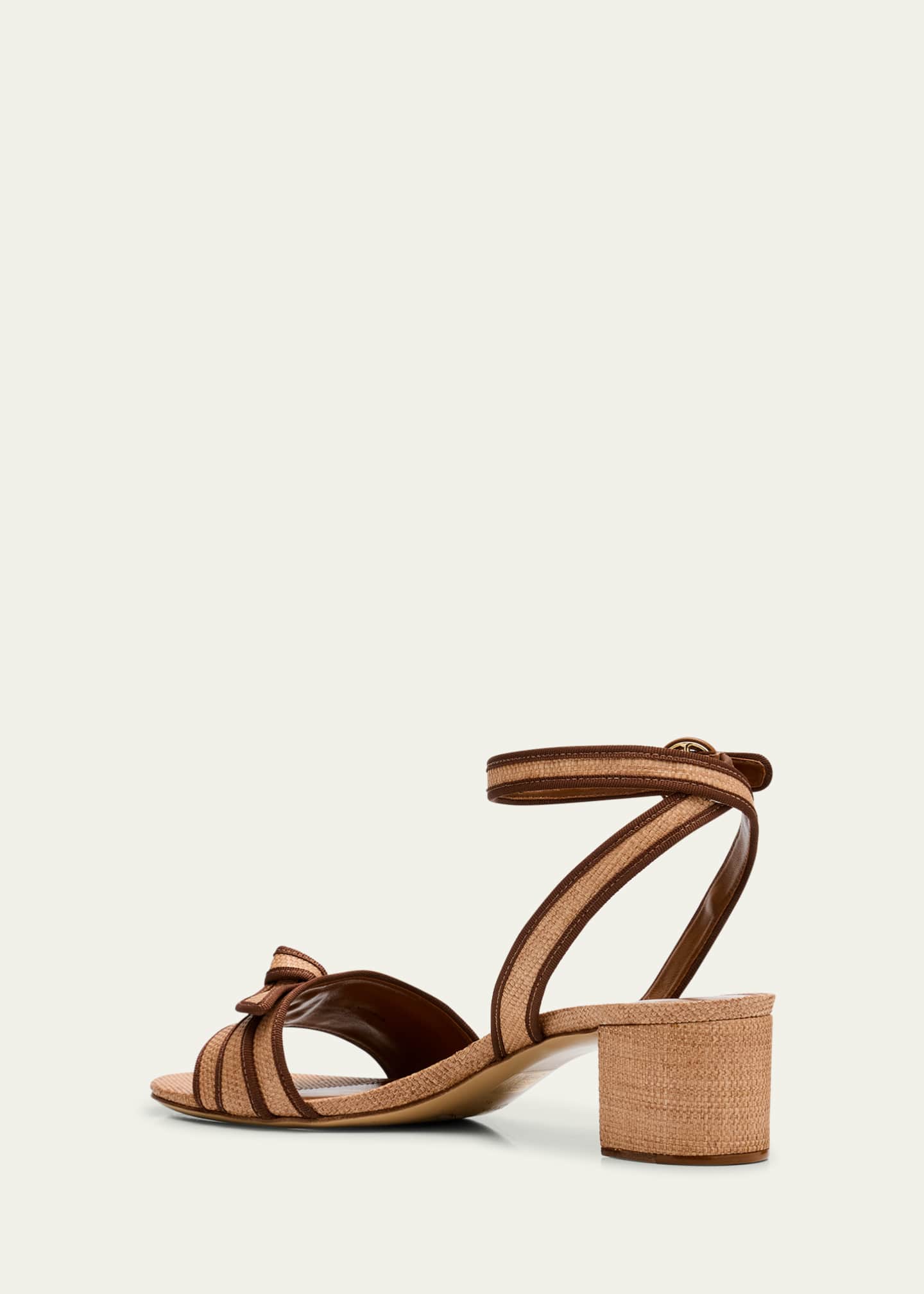 Alexandre Birman Grosgrain Raffia Ankle-Strap Sandals Image 4 of 6