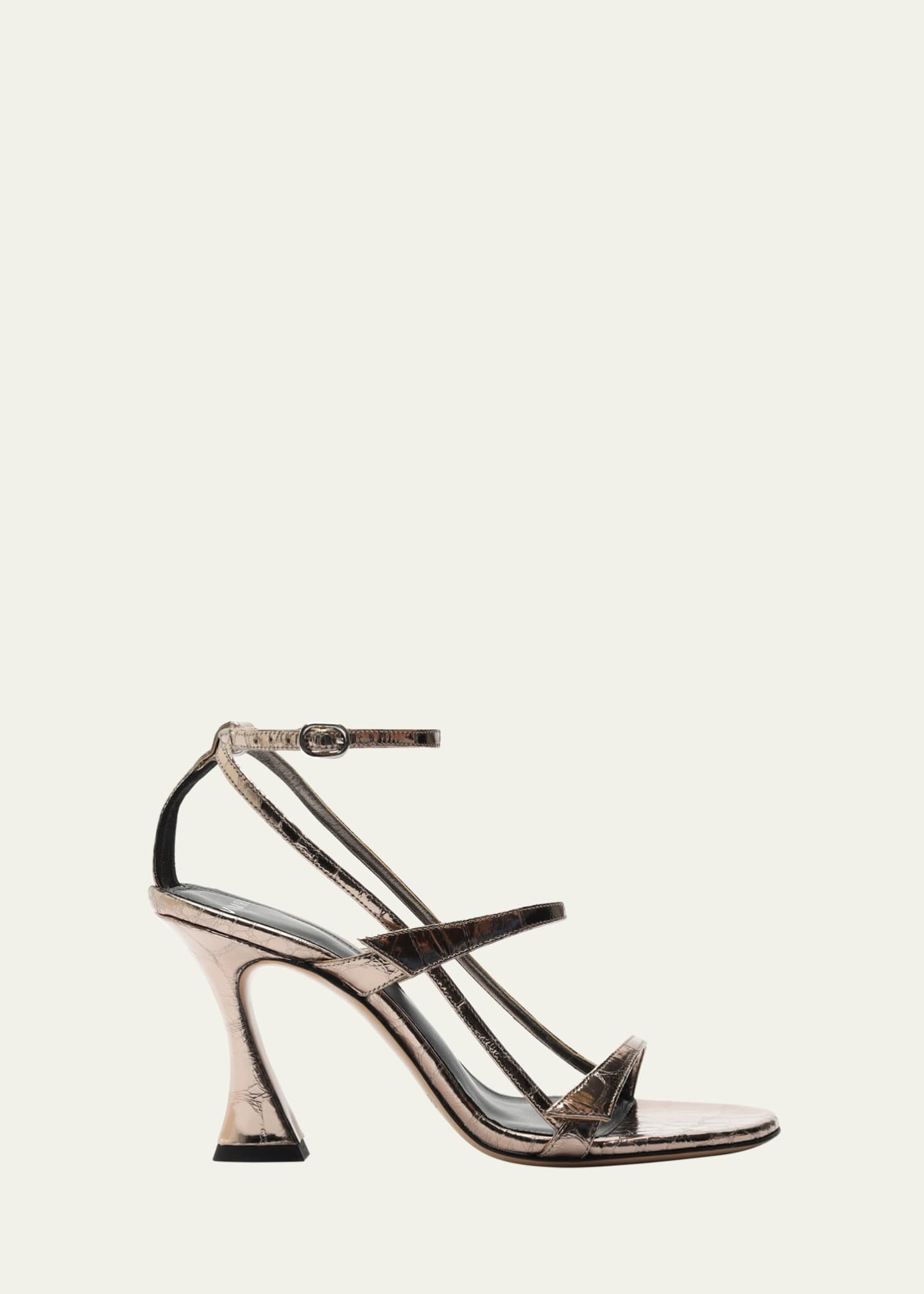Alexandre Birman Tita Metallic Leather Cage Heel Sandals