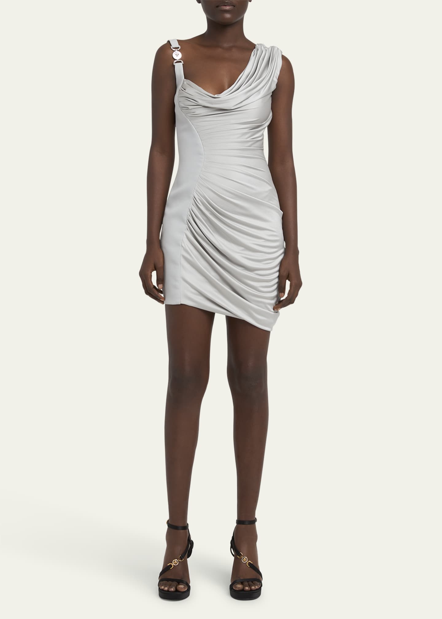 Versace Draped Liquid Jersey Mini Cocktail Dress Image 2 of 5