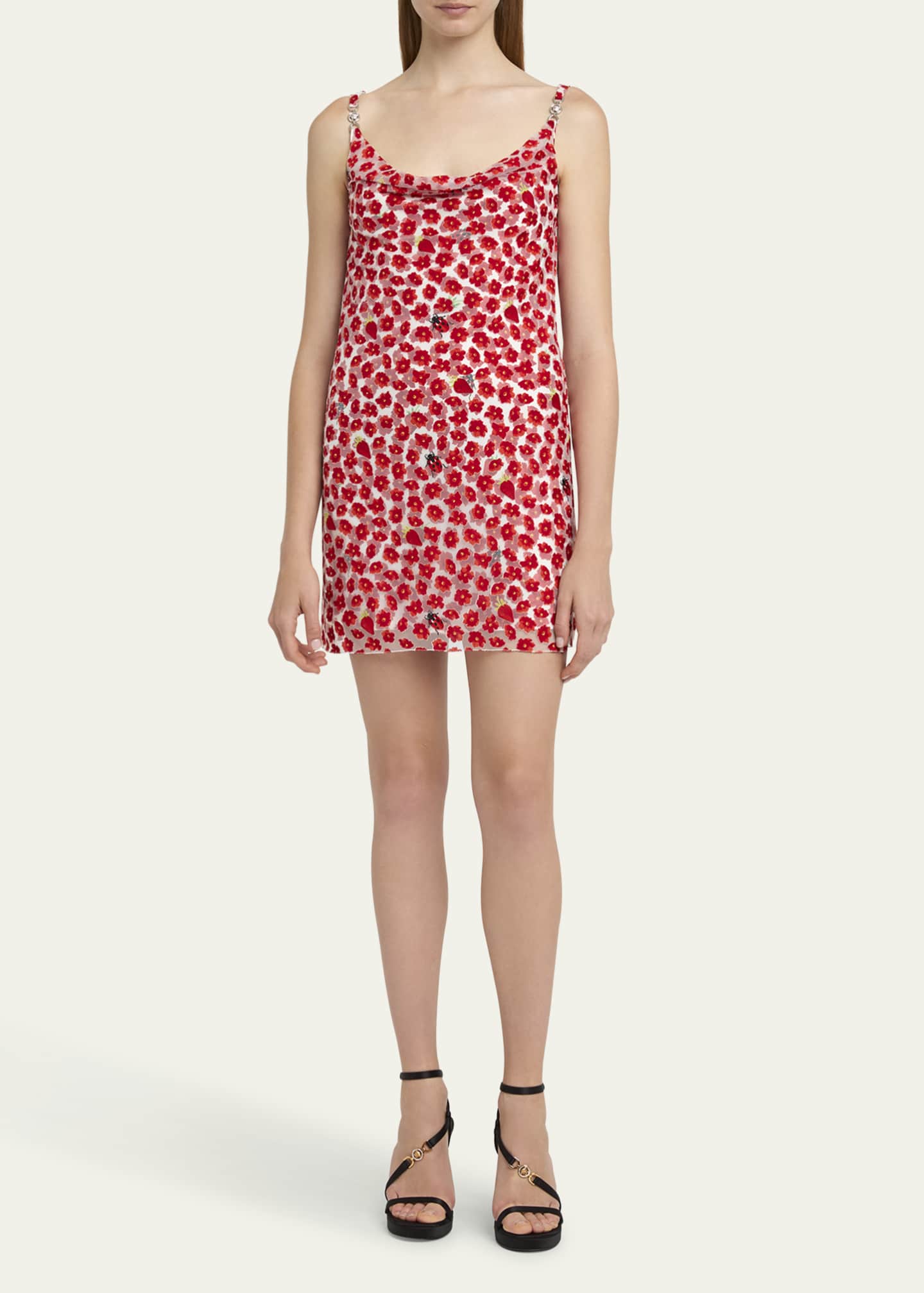 Versace Strawberry Garden Devore Jersey Mini Dress Image 2 of 5