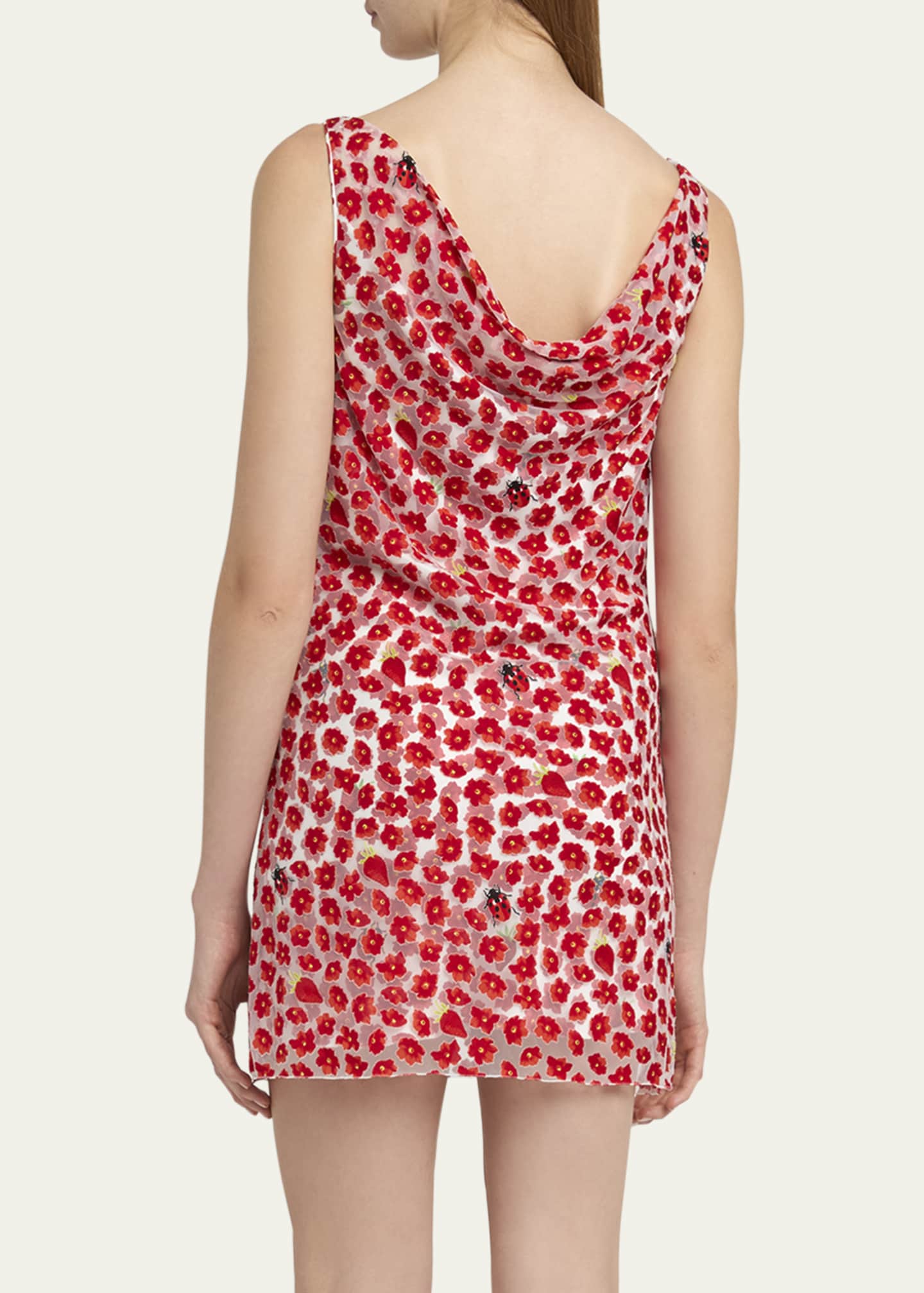 Versace Strawberry Garden Devore Jersey Mini Dress Image 3 of 5
