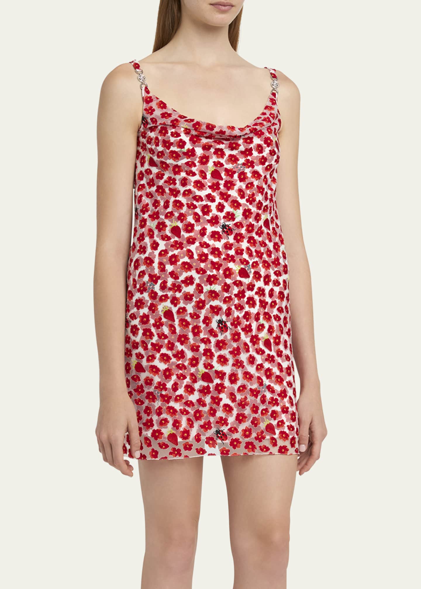 Versace Strawberry Garden Devore Jersey Mini Dress Image 4 of 5