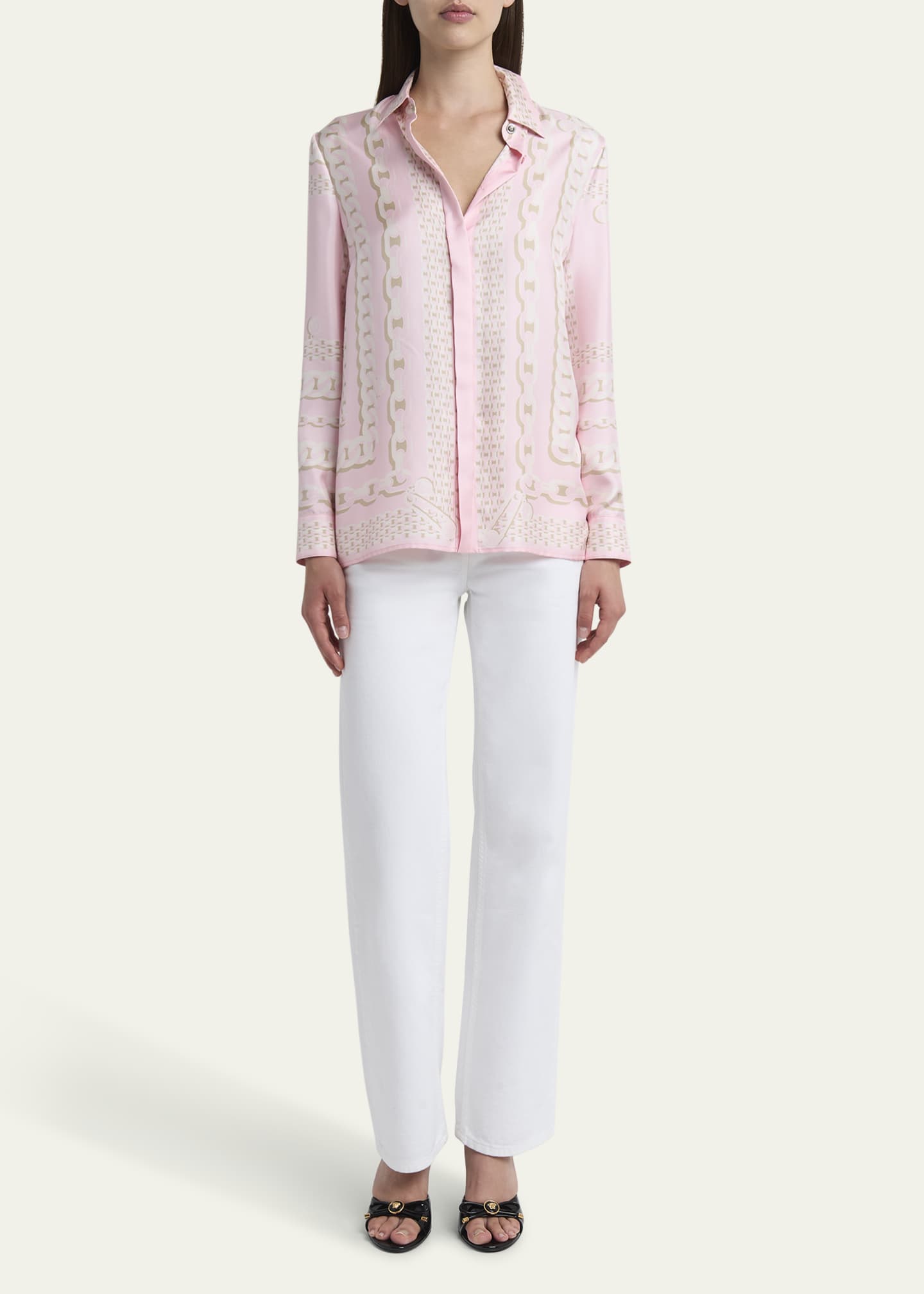 Versace Treasure Foulard Silk Twill Formal Shirt Image 2 of 5