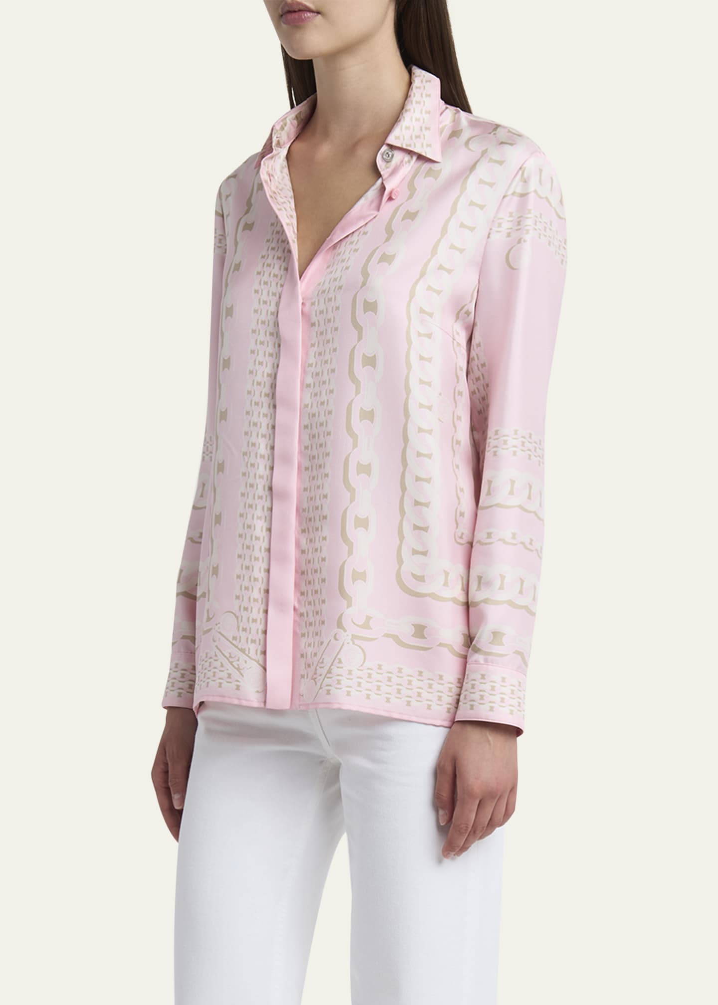 Versace Treasure Foulard Silk Twill Formal Shirt Image 4 of 5