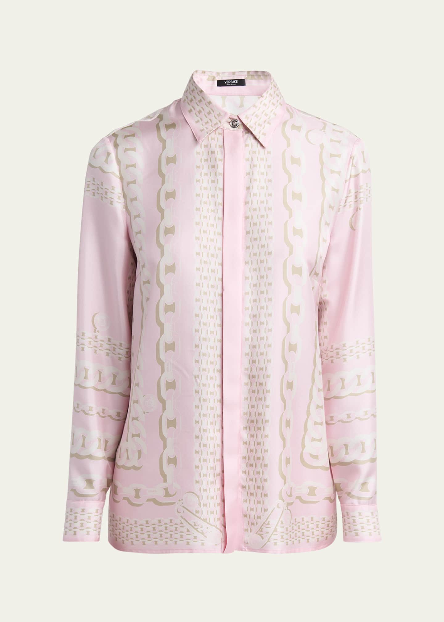 Versace Treasure Foulard Silk Twill Formal Shirt Image 1 of 5